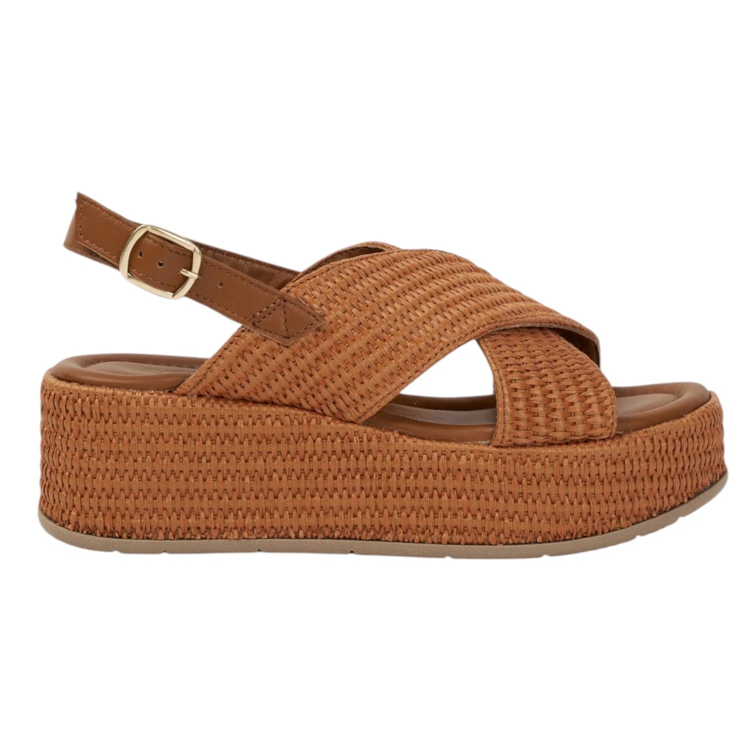 Francesco Brunelli Sandalo Cuoio Intrecciato con Zeppa da Donna