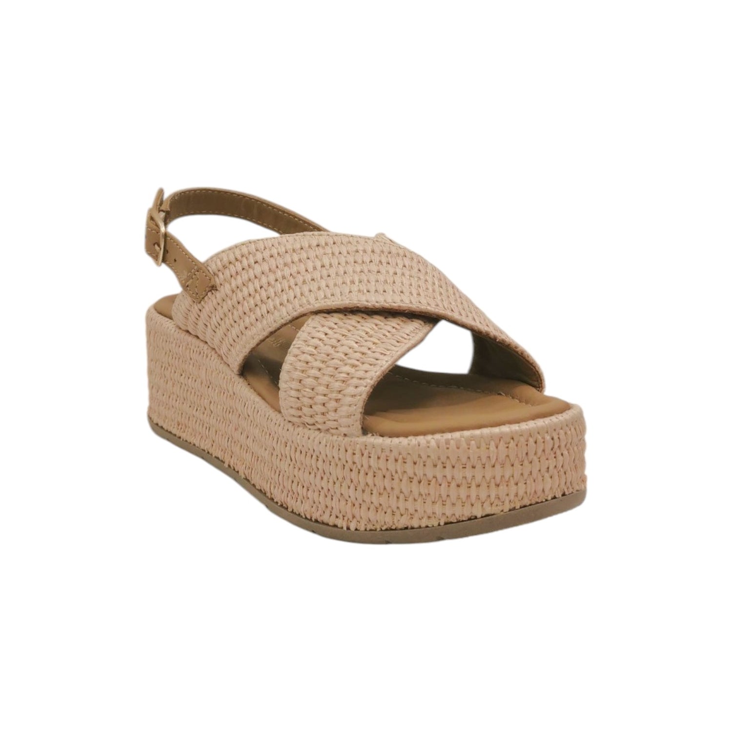 Francesco Brunelli Sandalo Naturale Intrecciato con Zeppa da Donna