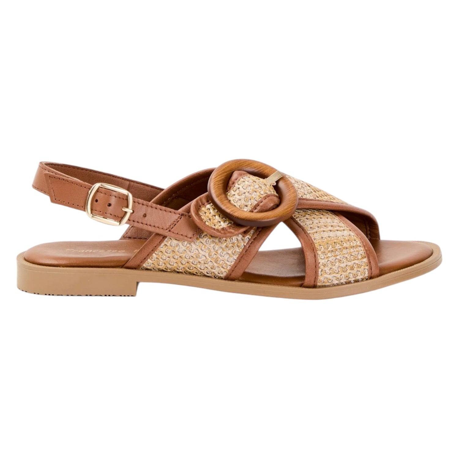 Francesco Brunelli Sandalo Naturale in Pelle e Raffia da Donna