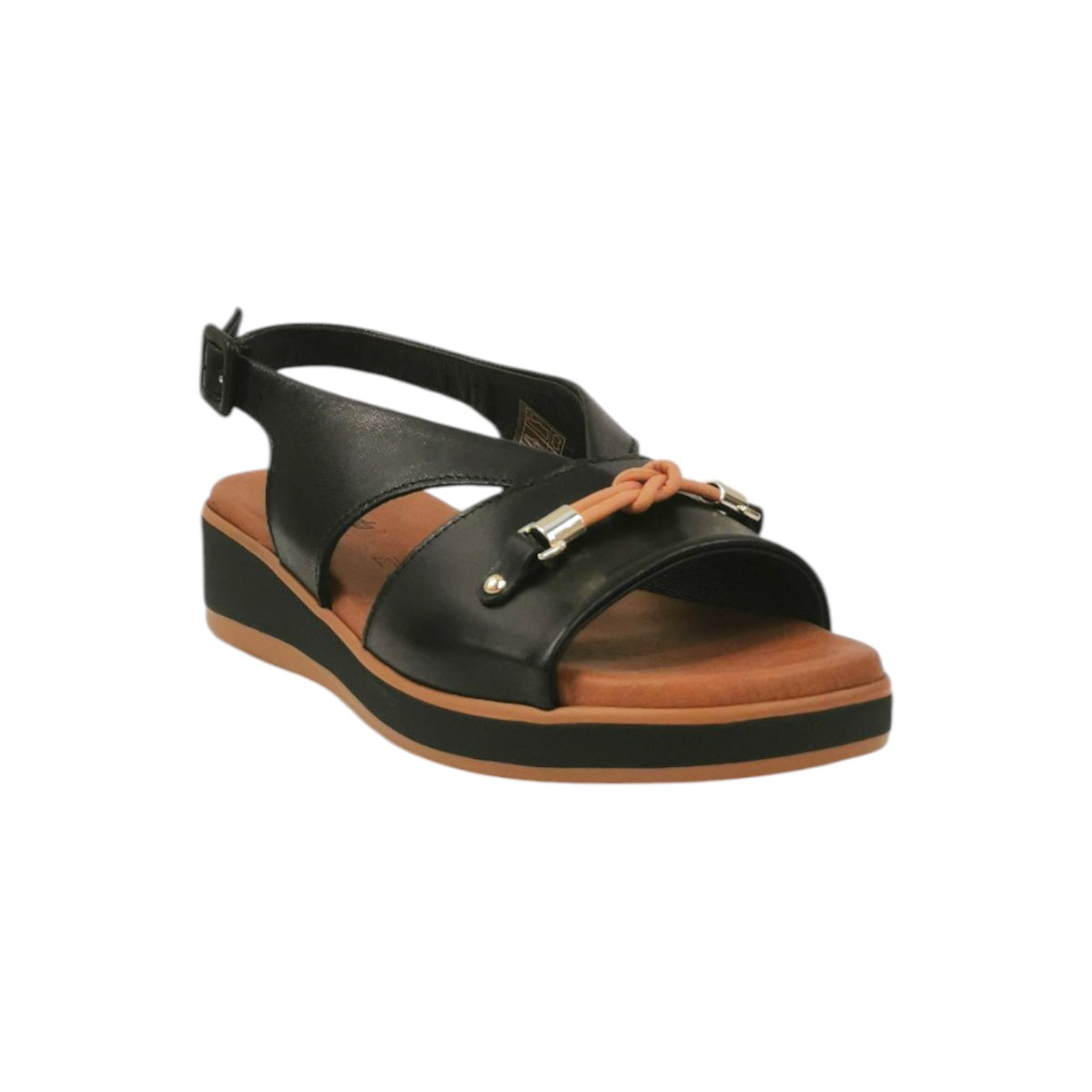 Susimoda Sandalo Nero con Accessorio e Zeppa da Donna