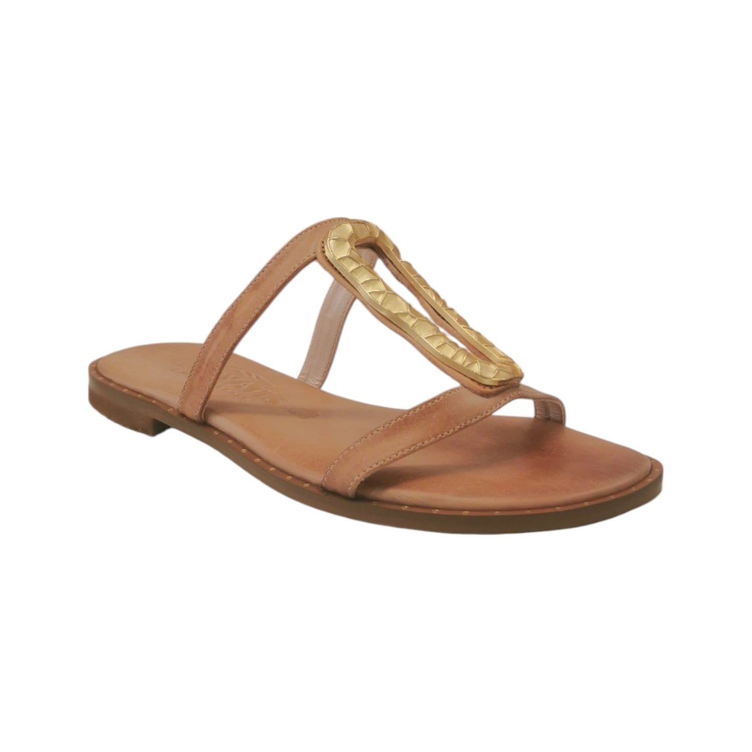 Caryatis Ciabatta Cuoio con Dettaglio Dorato da Donna