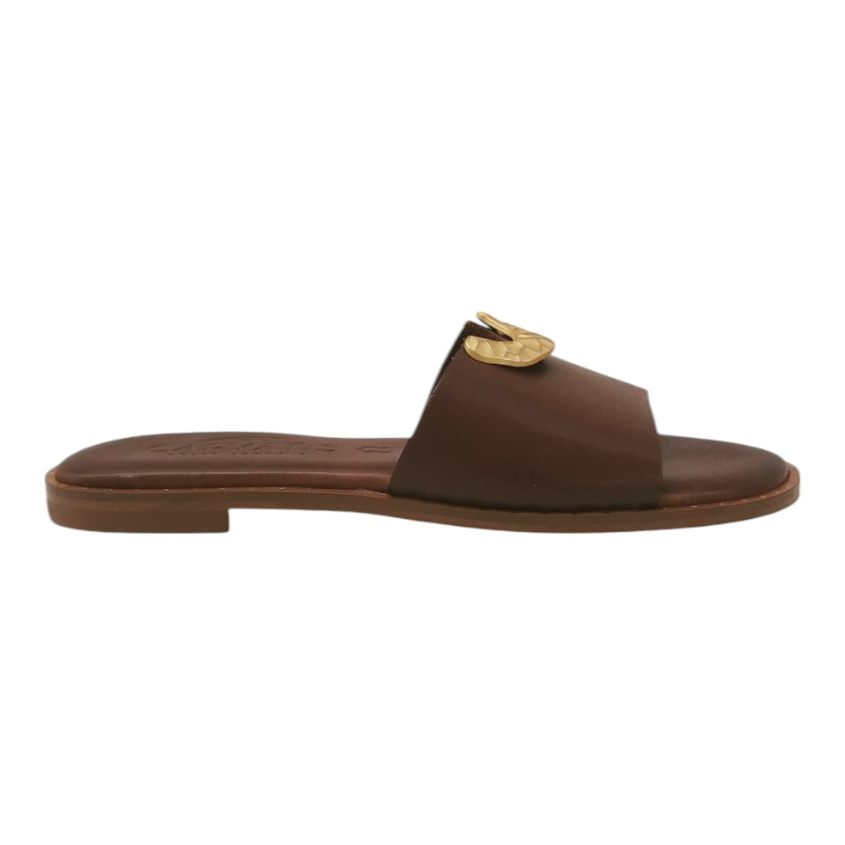 Caryatis Ciabatta Marrone con Accessorio Dorato da Donna