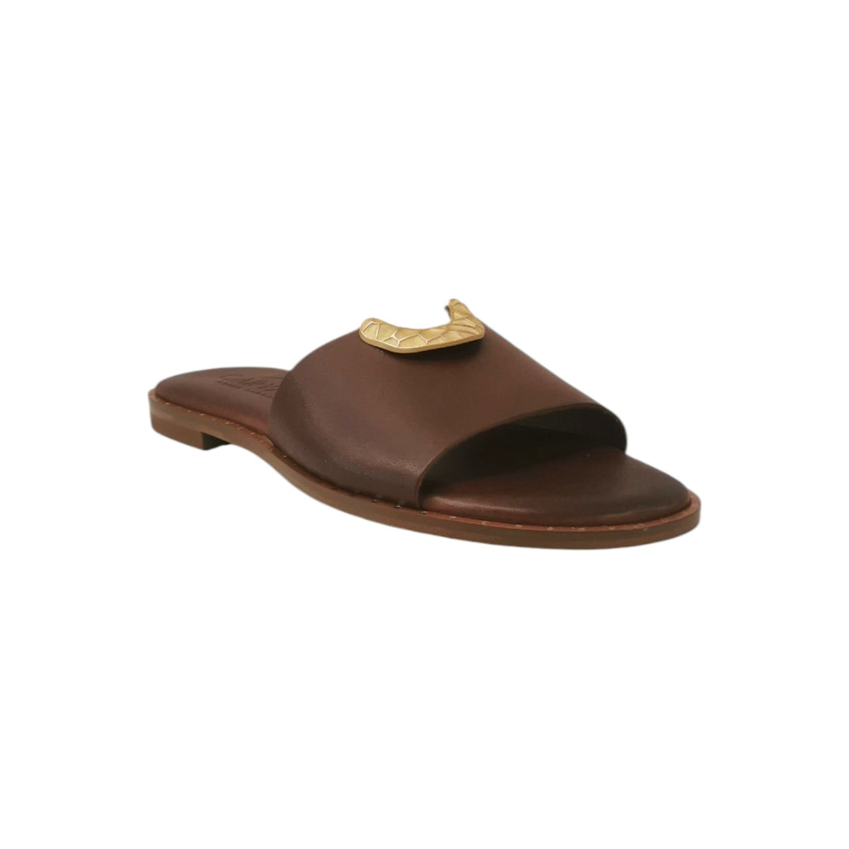 Caryatis Ciabatta Marrone con Accessorio Dorato da Donna