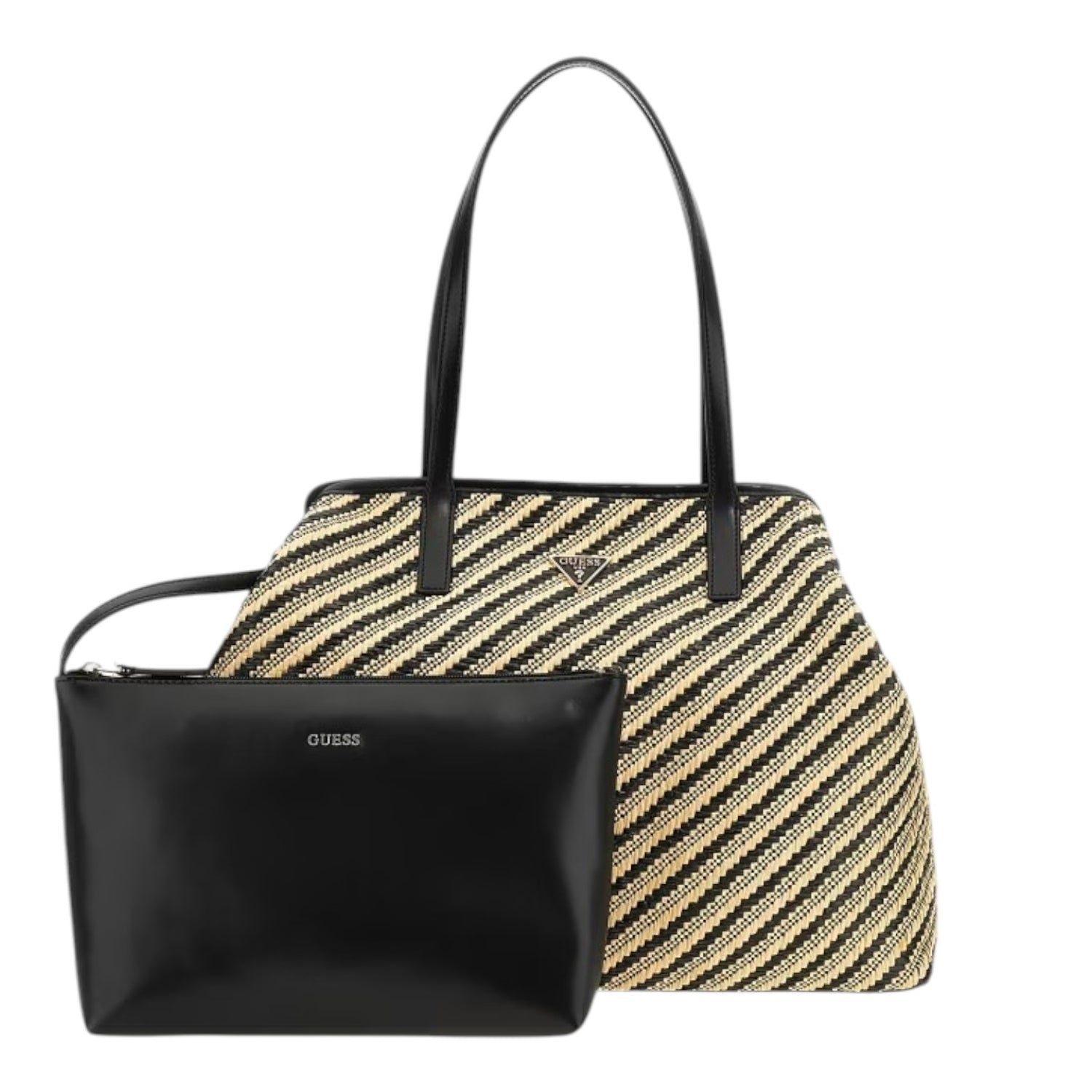 Guess Shopper Naturale Nero Vikki II con Pochette da Donna