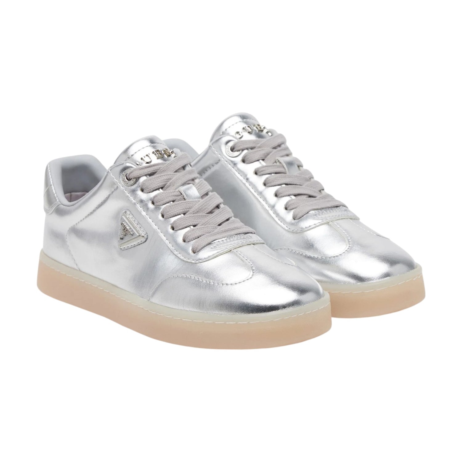 Guess Sneakers Argento in Pelle Laminata da Donna