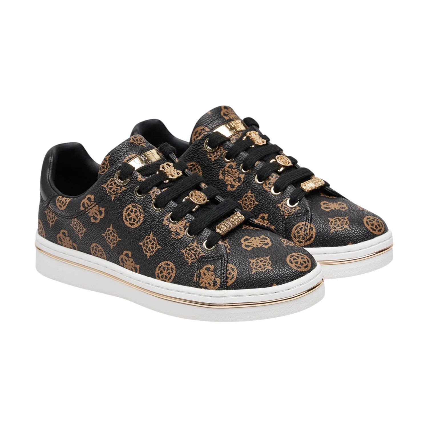 Guess Sneakers Marrone Stasey 4G Logo Peony da Donna