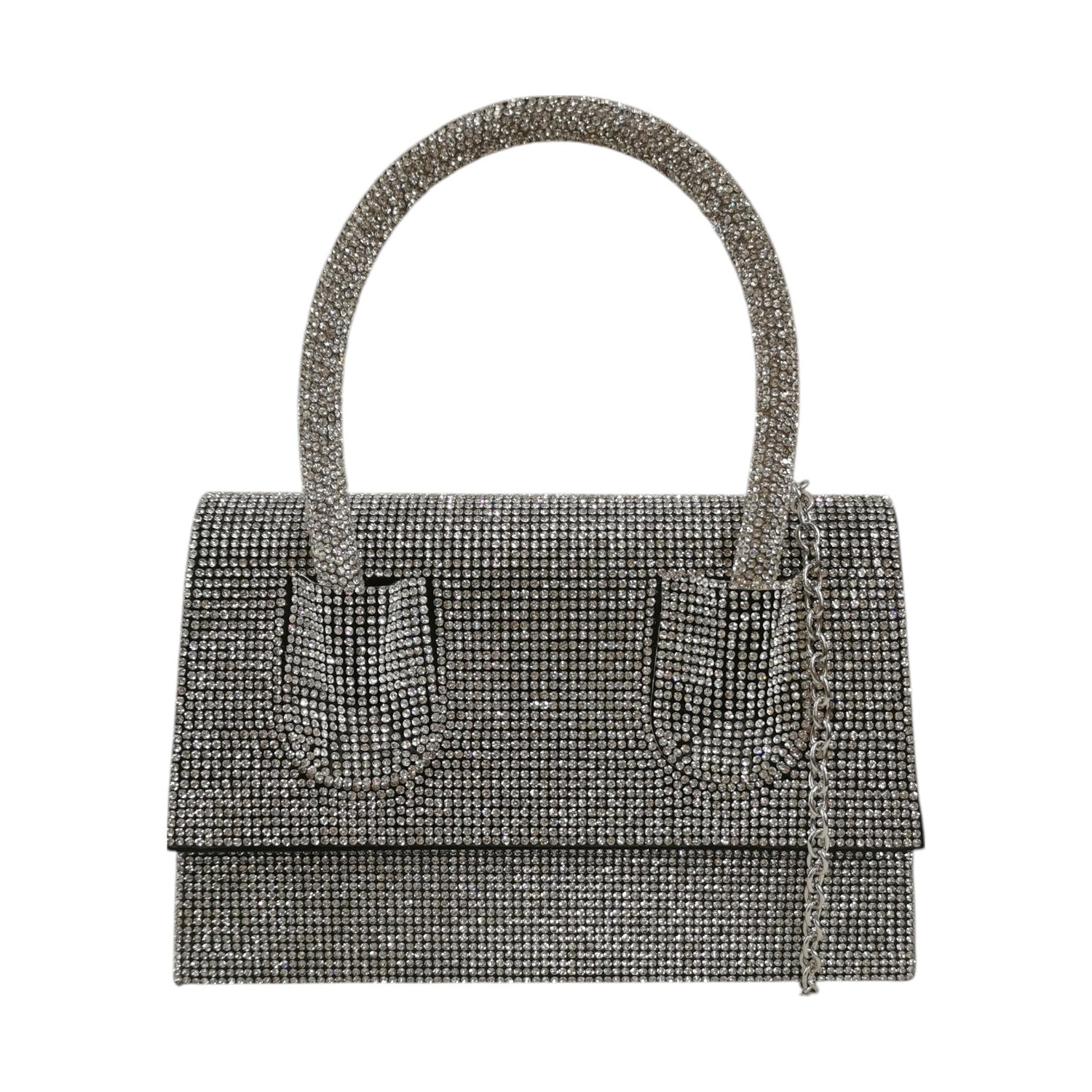 Della Fonte Borsa a Mano Nera Ricoperta da Strass da Donna