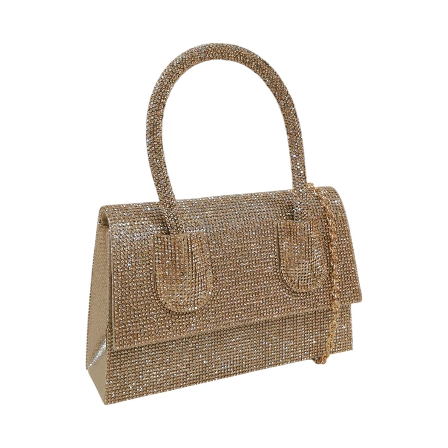 Della Fonte Borsa a Mano Oro Ricoperta da Strass da Donna