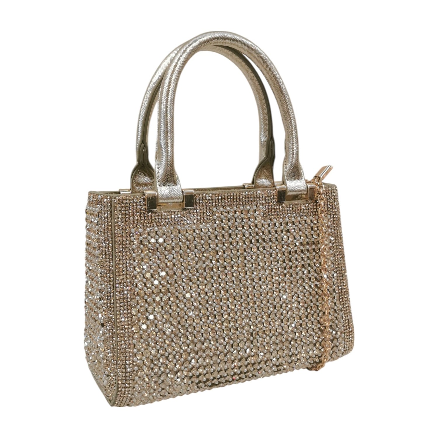 Della Fonte Borsa a Mano Oro con Pietre di Strass da Donna