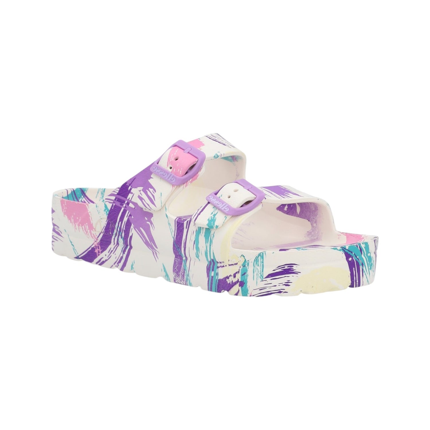 Ellesse Ciabatta Bianca Multicolor con Doppia Fibbia in Gomma da Donna