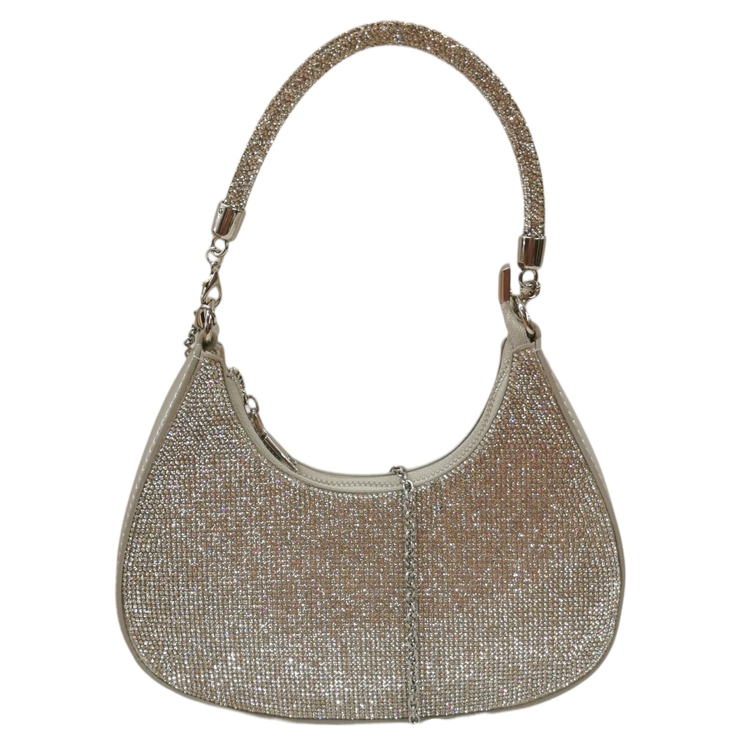 Della Fonte Mezzaluna Argento con Tracolla Ricoperta di Strass da Donna