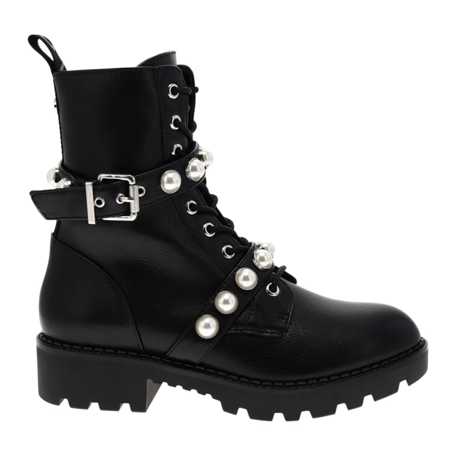 Buffalo Wave Pearl Laceup Mid Anfibio Alto con Perle da Donna