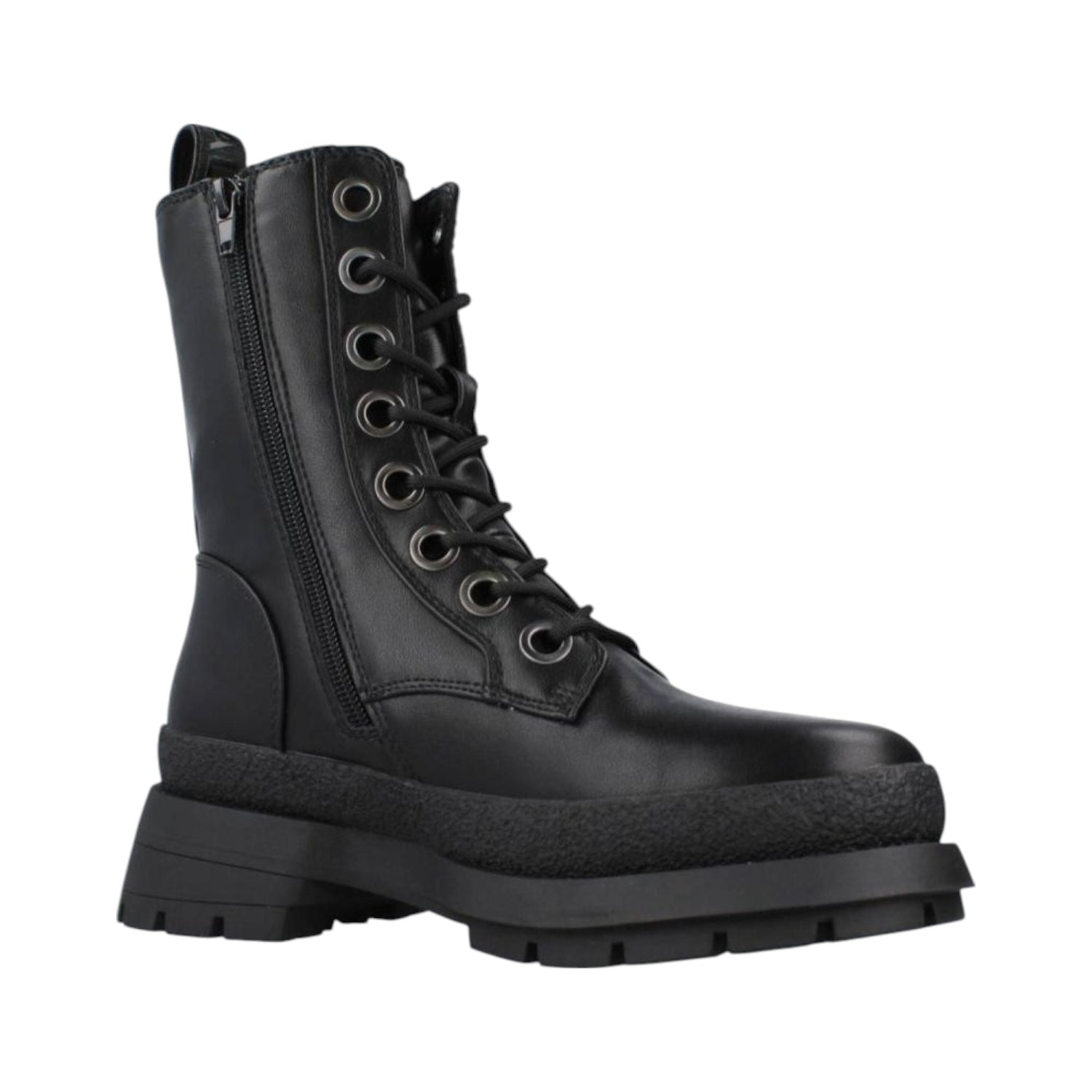 Buffalo Scarlet Anfibio Alto con Lacci e Zip da Donna