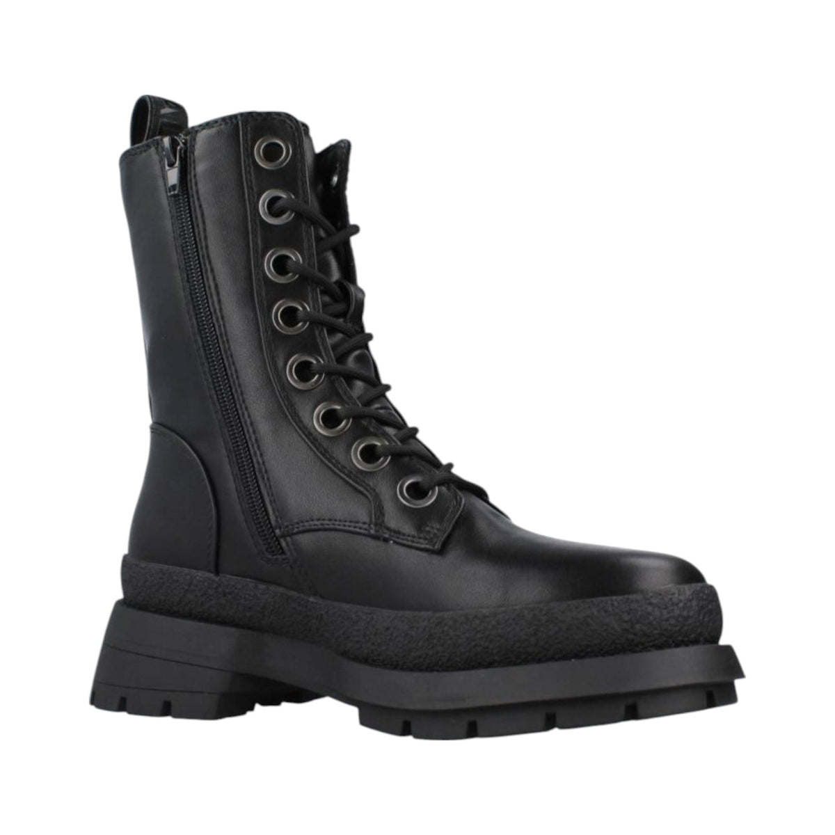 Buffalo Scarlet Anfibio Alto con Lacci e Zip da Donna