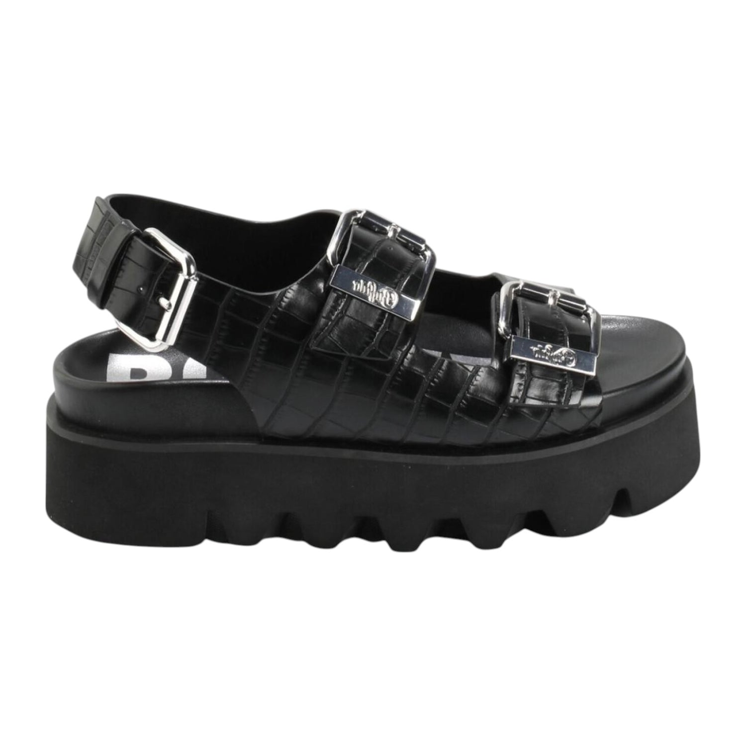 Buffalo Perry On Sandalo Nero Platform Effetto Cocco da Donna