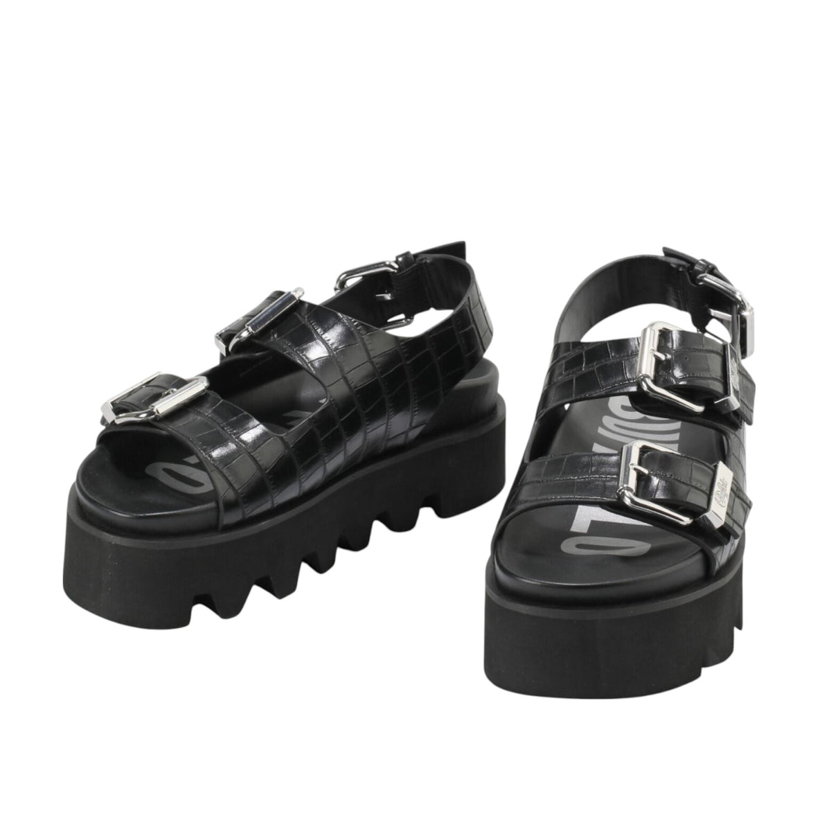 Buffalo Perry On Sandalo Nero Platform Effetto Cocco da Donna