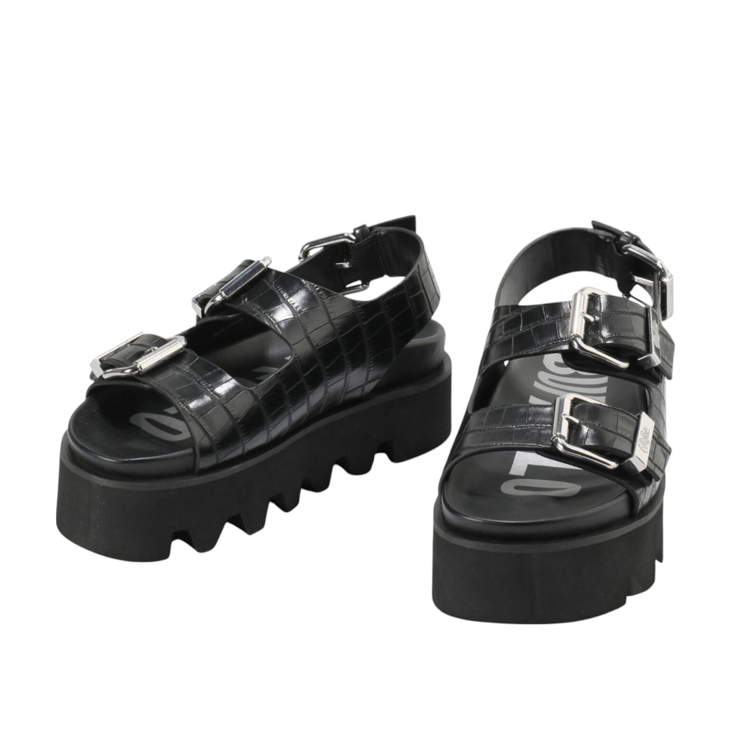 Buffalo Perry On Sandalo Nero Platform Effetto Cocco da Donna