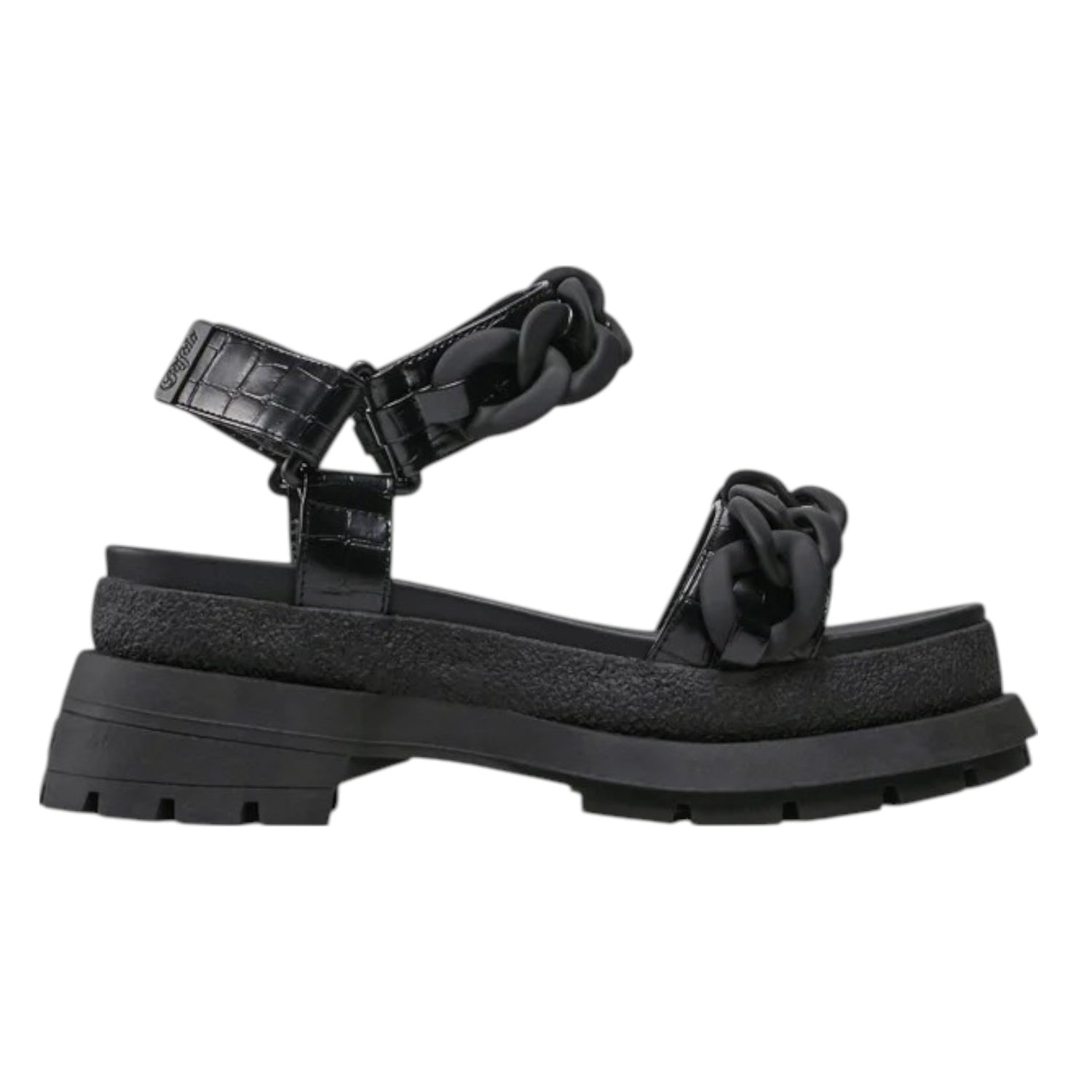 Buffalo Rude Chain Sandalo nero Platform con Catene da Donna