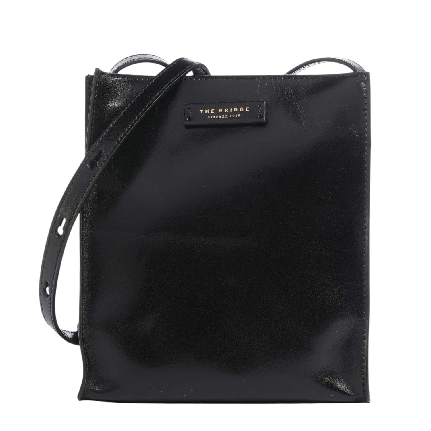The Bridge Tracolla Grande Nera Linea Mirra in Pelle da Donna