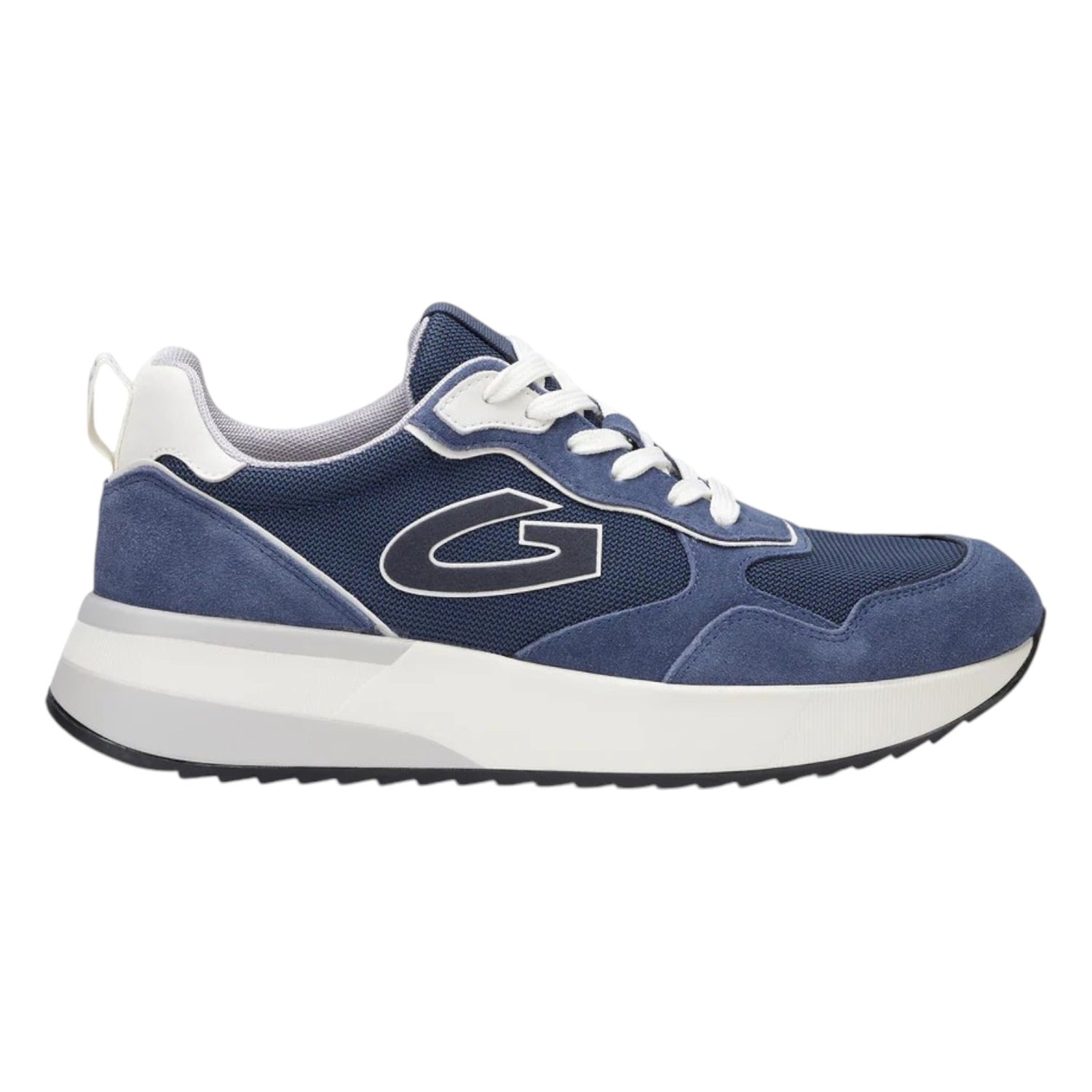 Alberto Guardiani Sneakers Uomo in Camoscio e Tessuto Blu con Inserti Bianchi
