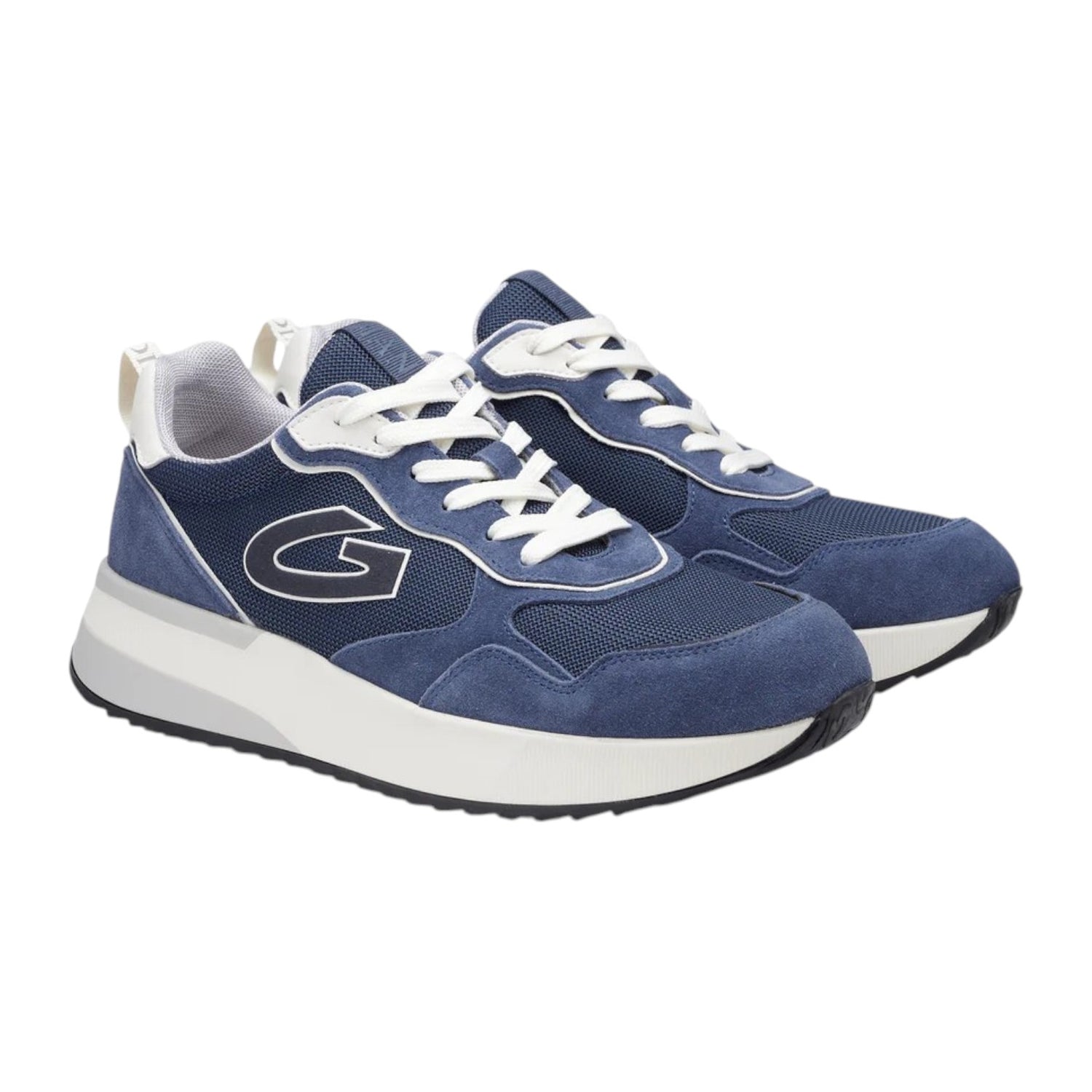 Alberto Guardiani Sneakers Uomo in Camoscio e Tessuto Blu con Inserti Bianchi