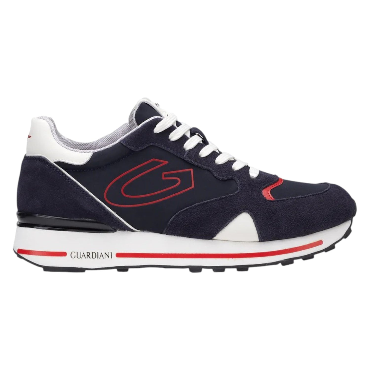 Alberto Guardiani Sneakers Uomo in Camoscio e Tessuto Blu Rosso con Inserti