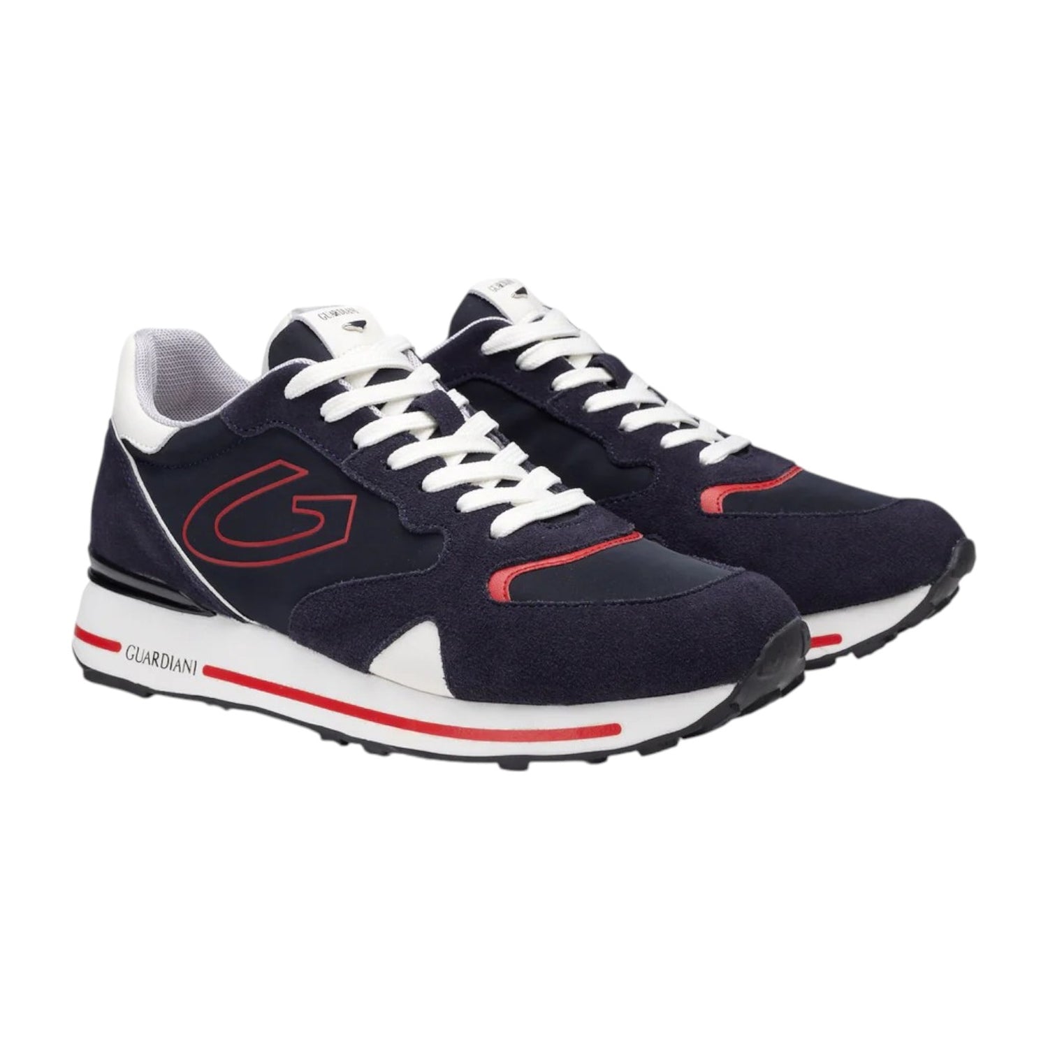 Alberto Guardiani Sneakers Uomo in Camoscio e Tessuto Blu Rosso con Inserti