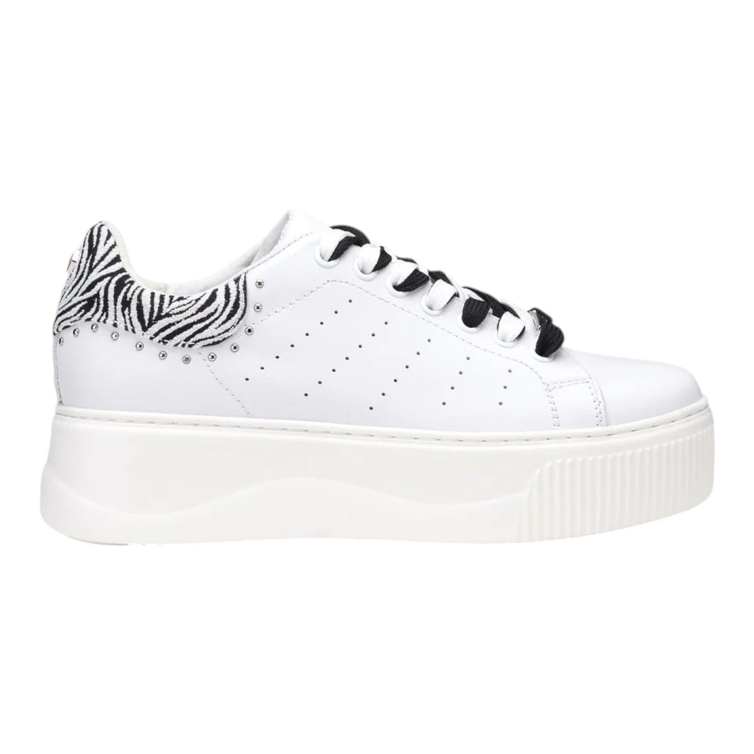 Cult Sneakers Bianca Platform con Tallone Zebrato da Donna