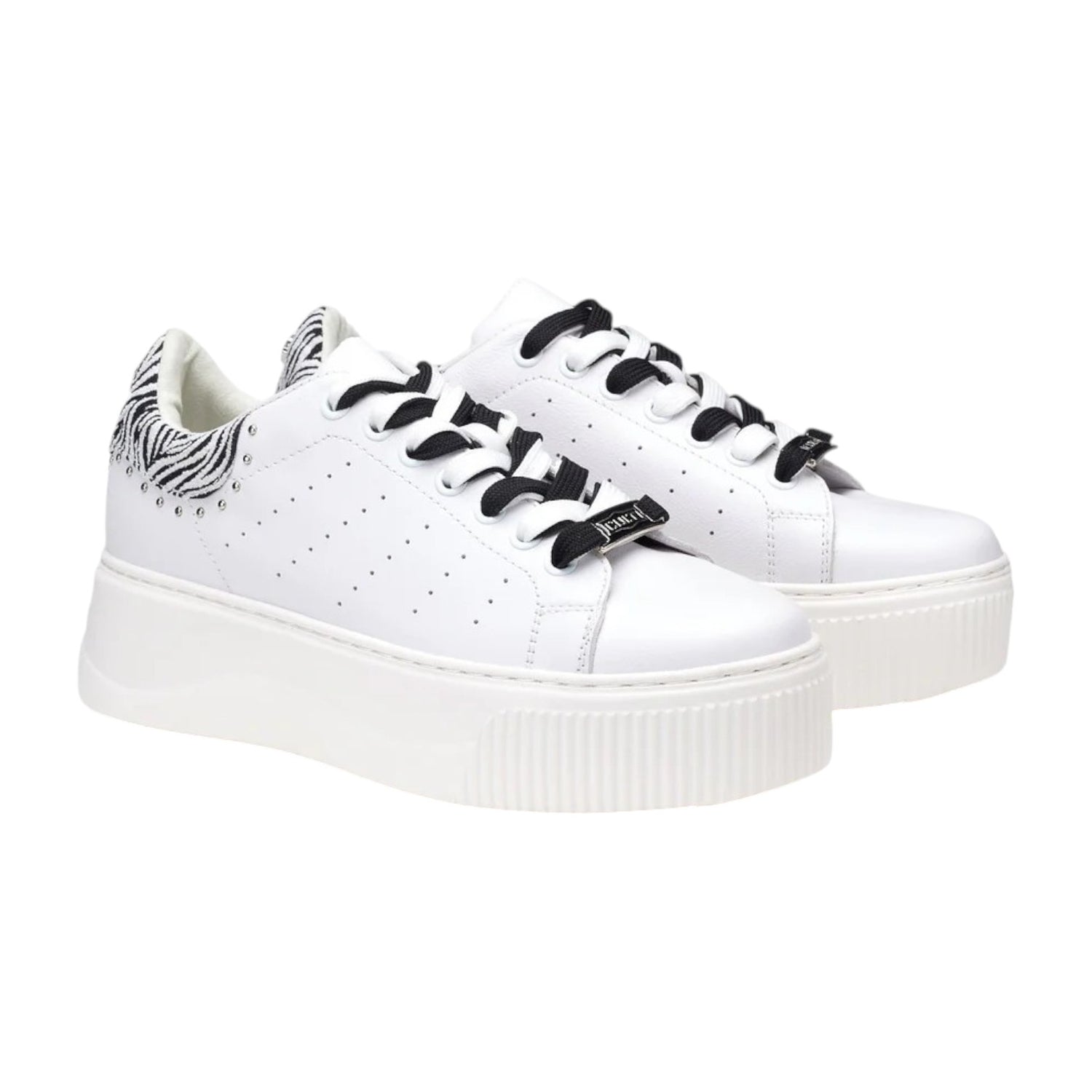 Cult Sneakers Bianca Platform con Tallone Zebrato da Donna