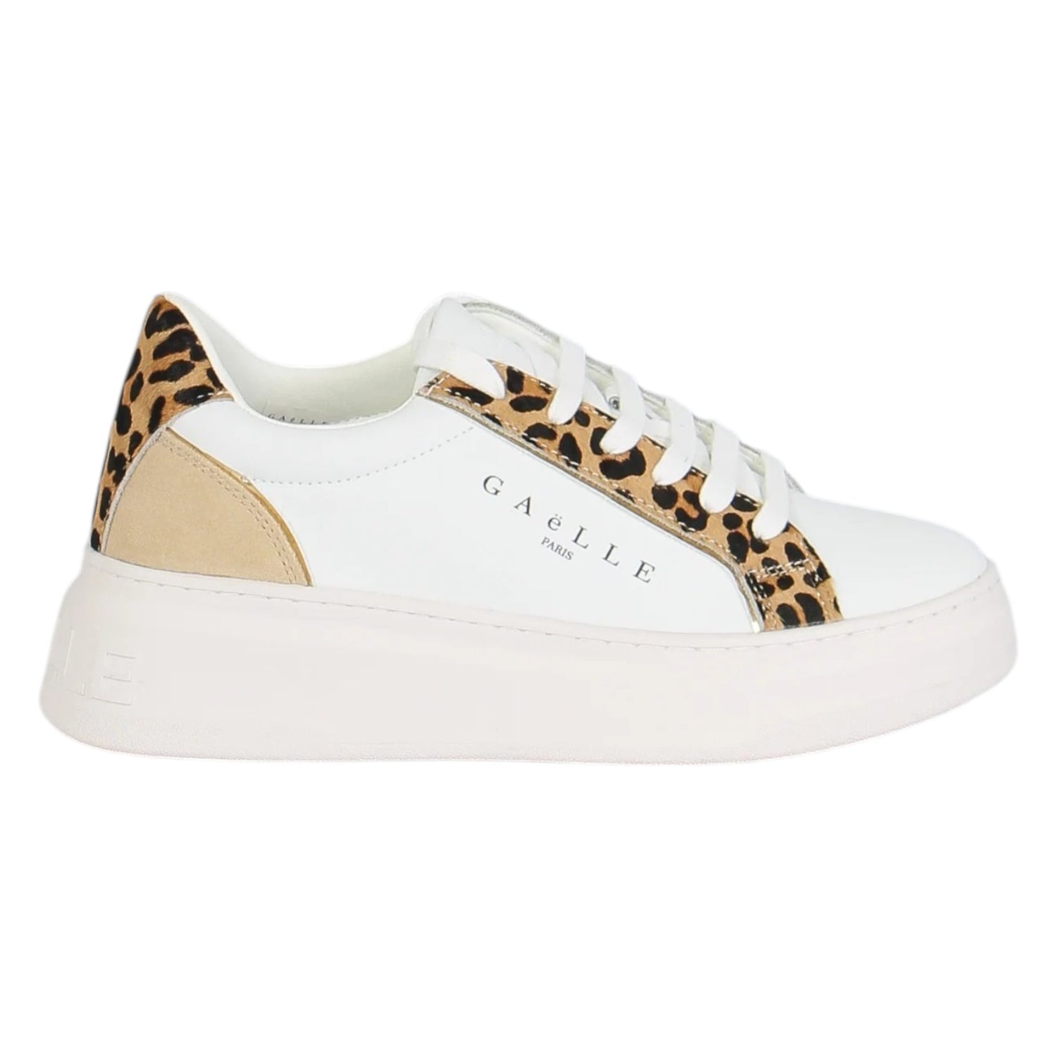 Gaelle Sneakers Platform Donna in Misto Pelle Beige Animalier
