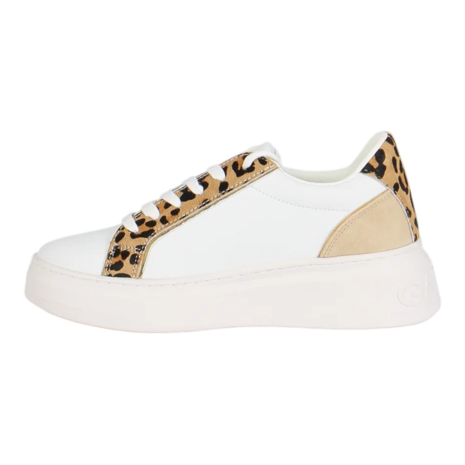 Gaelle Sneakers Platform Donna in Misto Pelle Beige Animalier