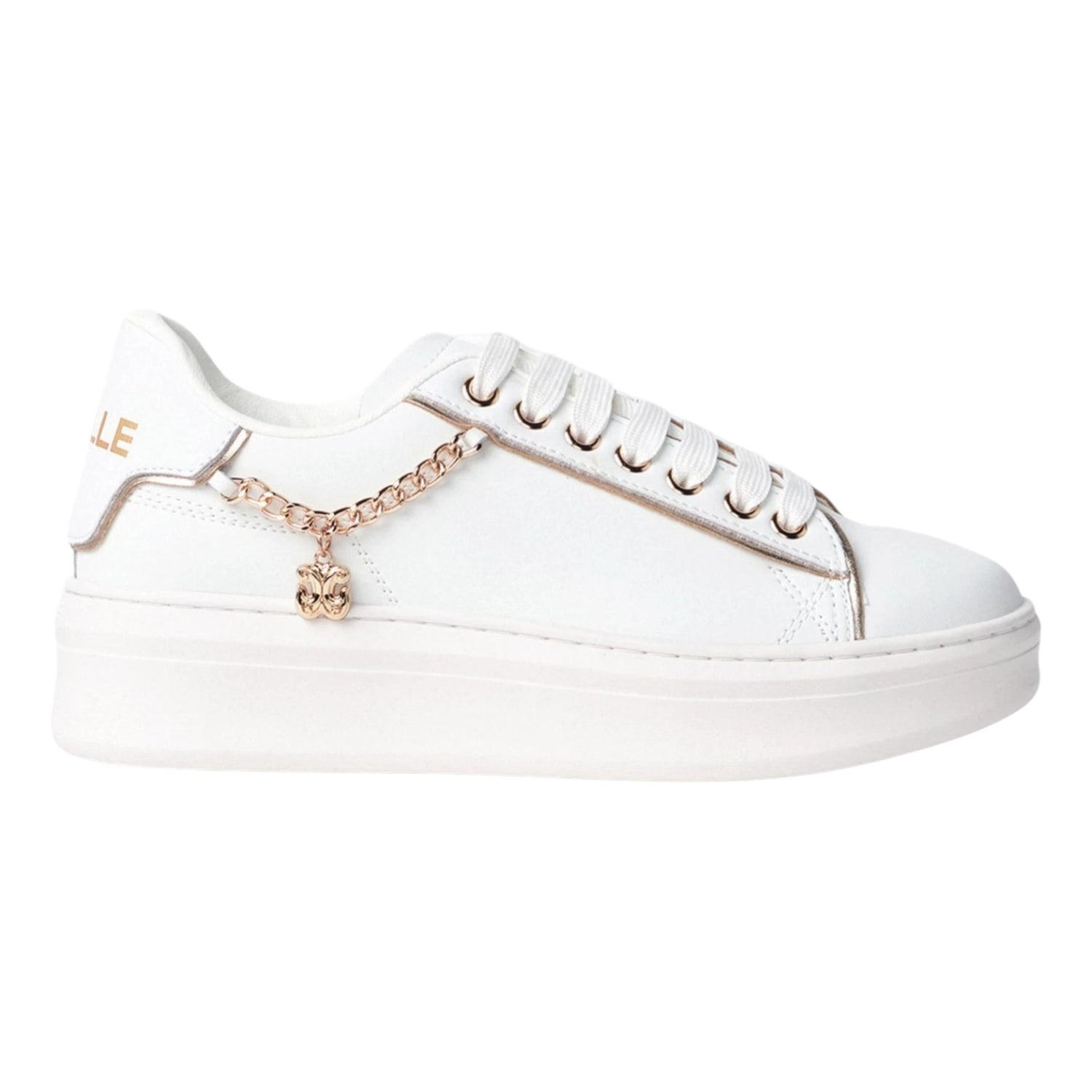Gaelle Sneakers Donna in Ecopelle Bianca con Charm Dorato