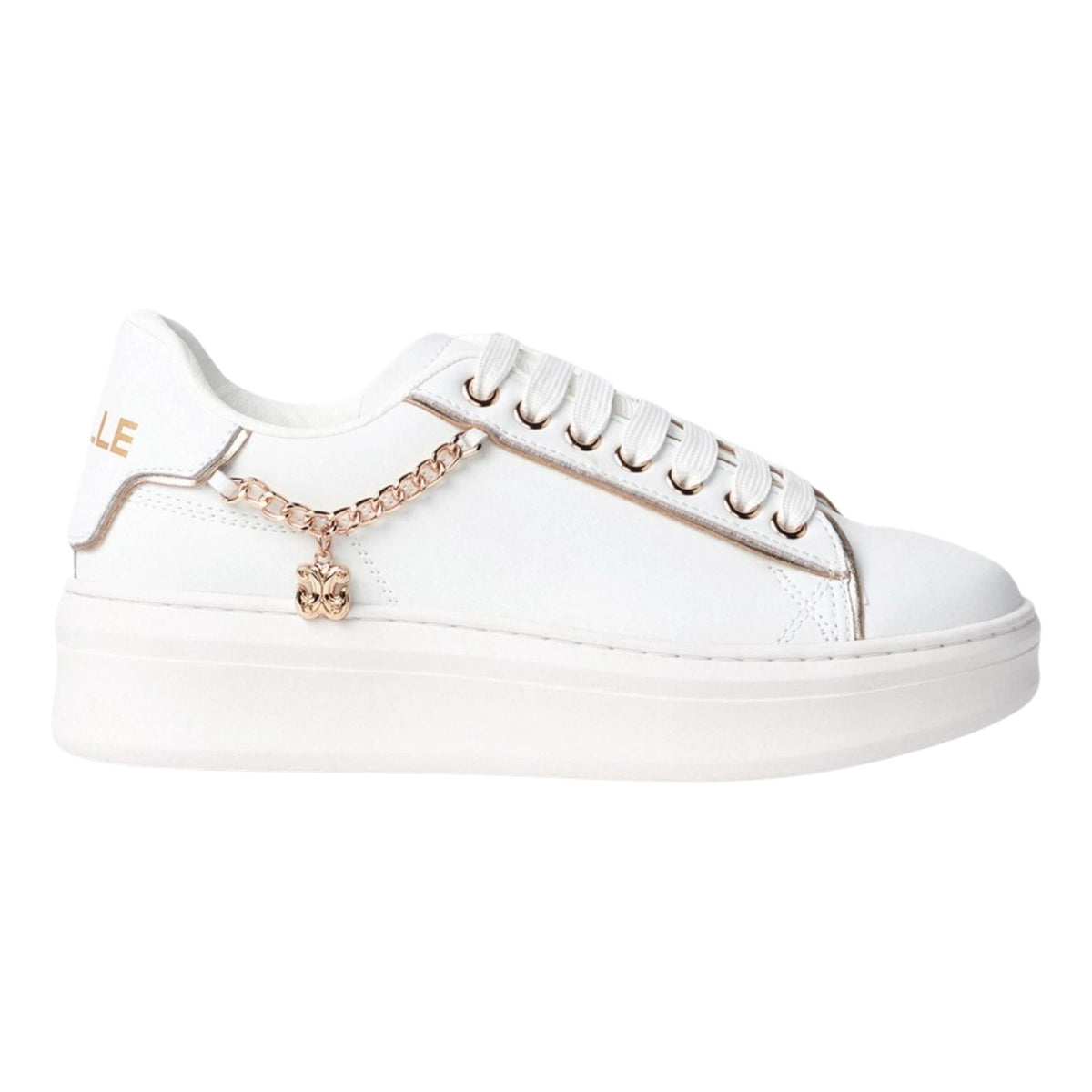 Gaelle Sneakers Donna in Ecopelle Bianca con Charm Dorato