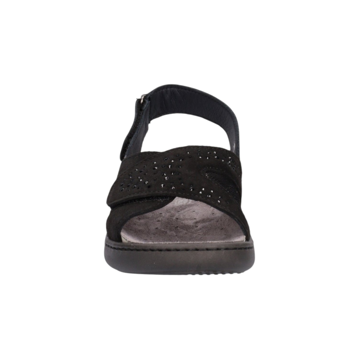 Enval Soft Sandalo Nero in Camoscio e Strass da Donna