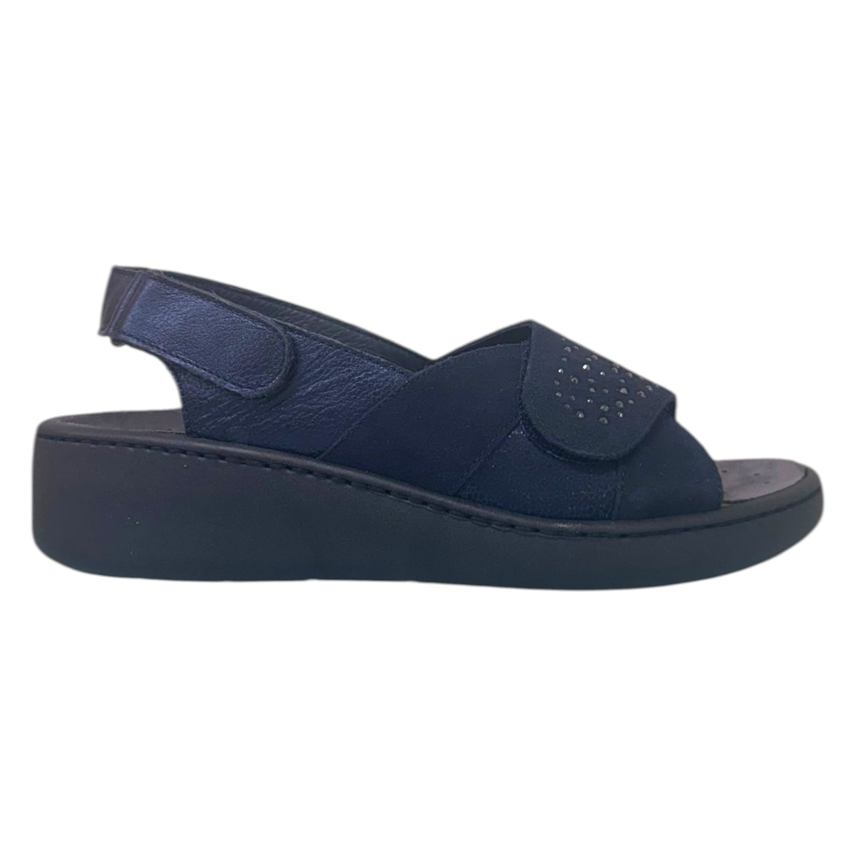 Enval Soft Sandalo Blu in Camoscio e Strass da Donna