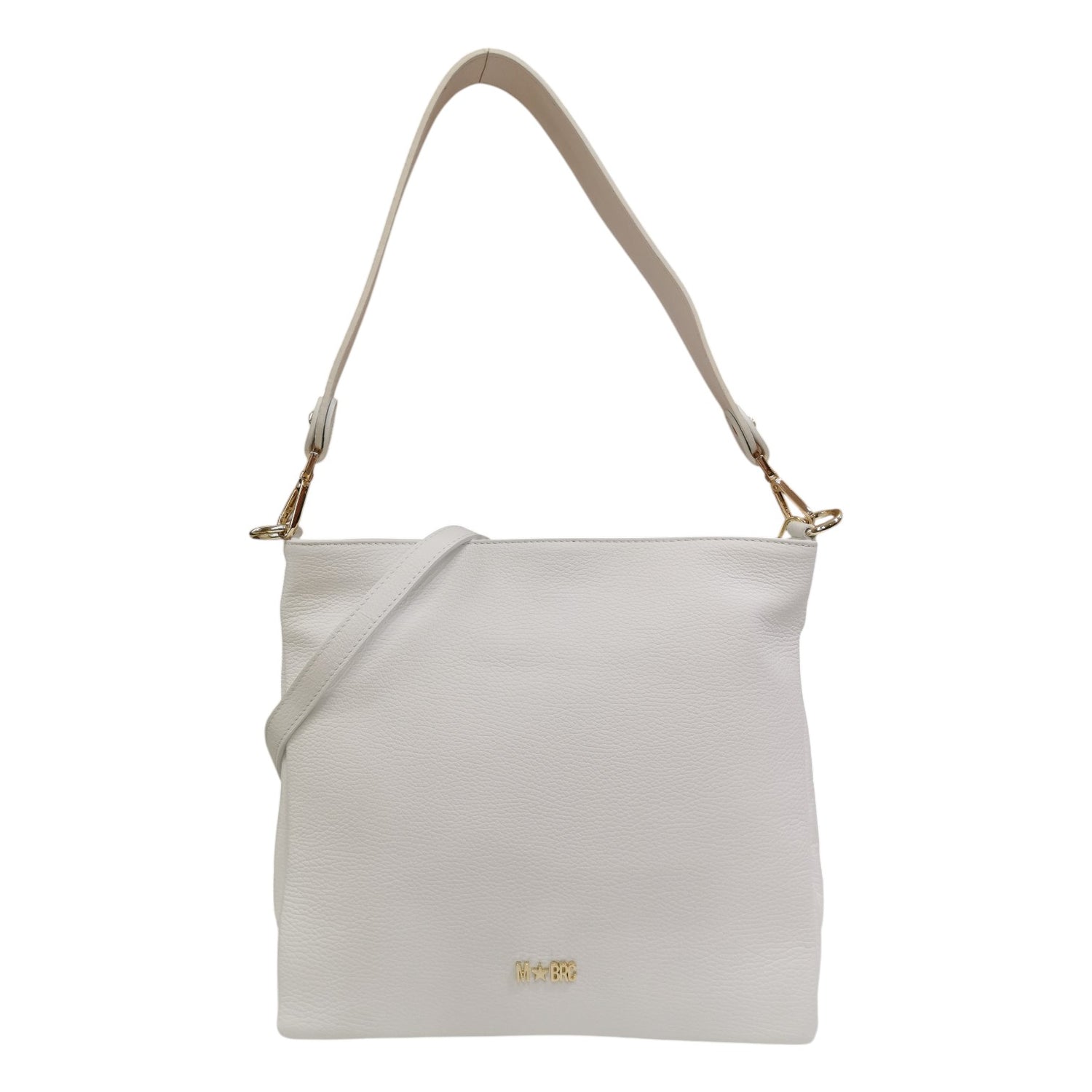 M Brc Borsa a Spalla Donna Linea Piuma in Pelle Bianca  con Tracolla