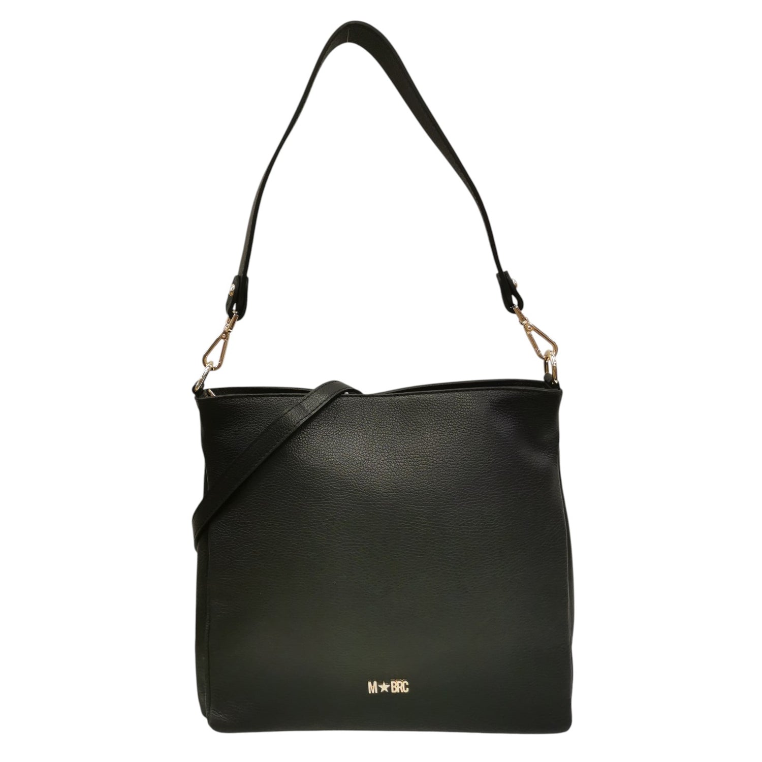 M Brc Borsa a Spalla Donna Linea Piuma in Pelle Nera con Tracolla
