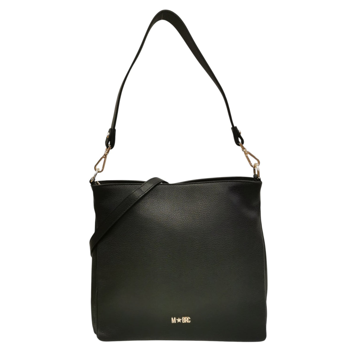 M Brc Borsa a Spalla Donna Linea Piuma in Pelle Nera con Tracolla