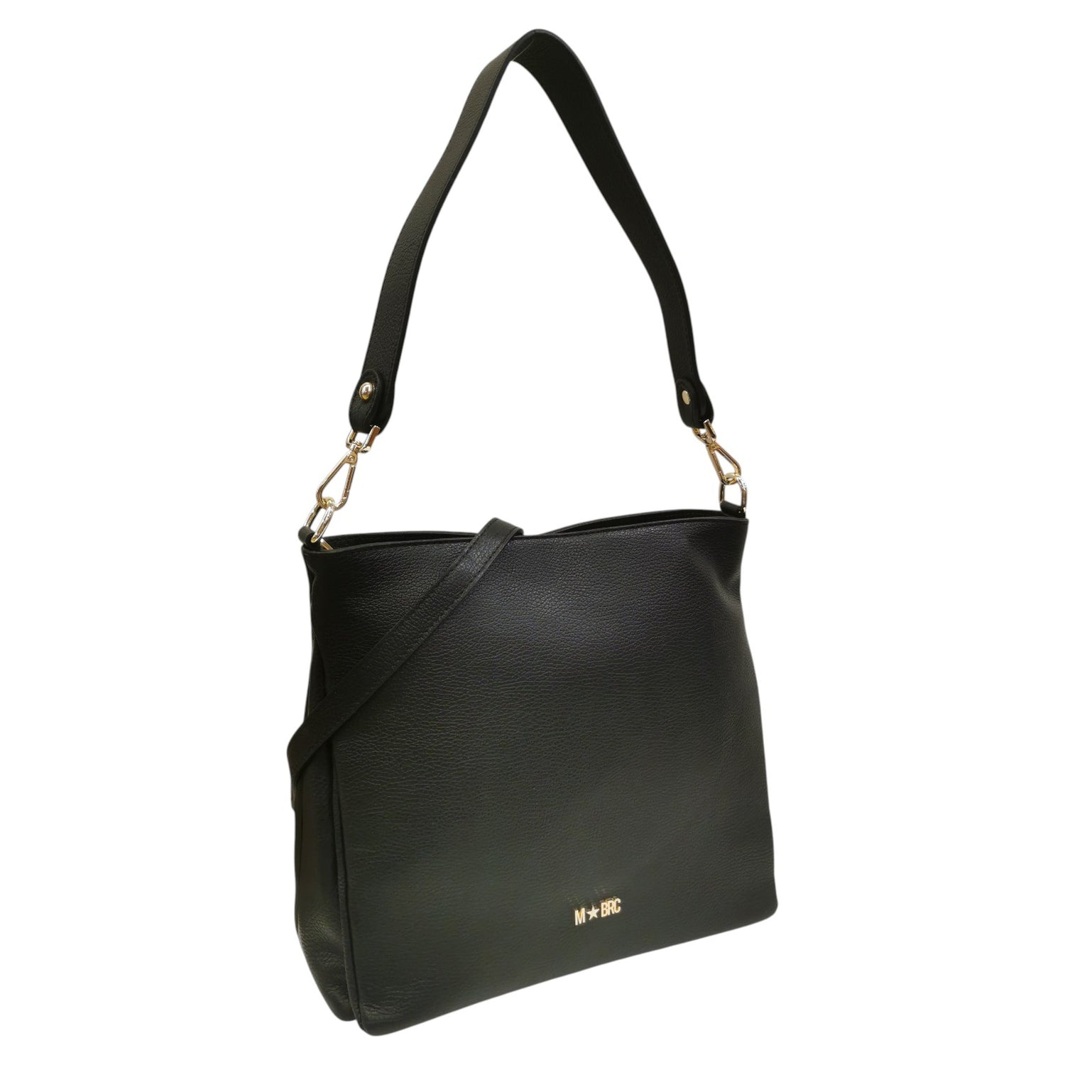 M Brc Borsa a Spalla Donna Linea Piuma in Pelle Nera con Tracolla