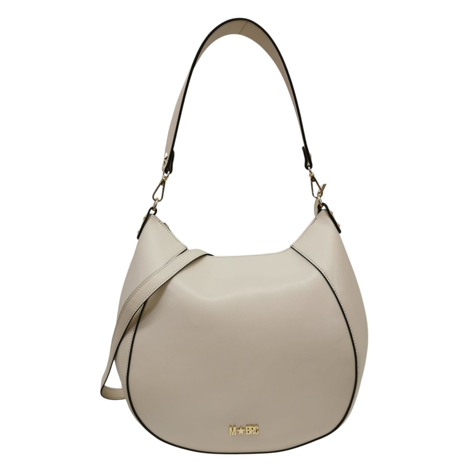 M Brc Borsa a Spalla L Donna in Pelle Avorio Linea Curvy con Tracolla