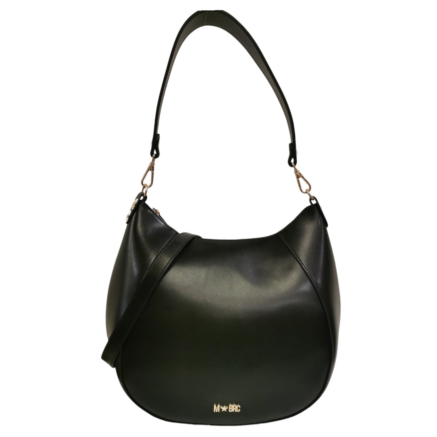 M Brc Borsa a Spalla L Donna in Pelle Nero Linea Curvy con Tracolla