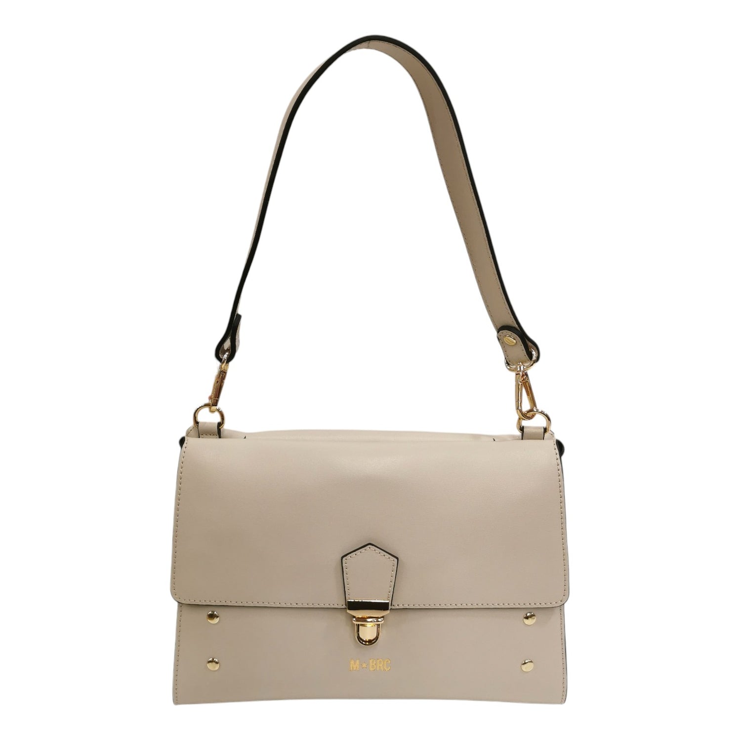 M Brc Borsa a Spalla Donna con Doppia Pattina in Pelle Avorio