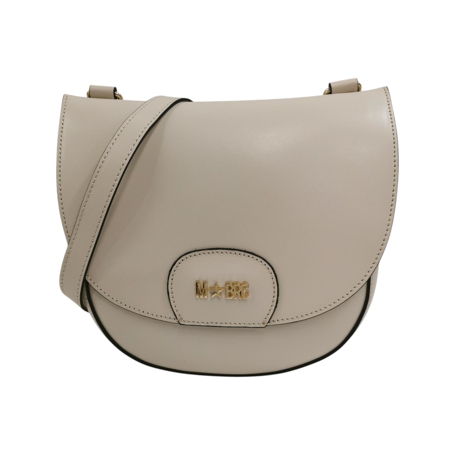 M Brc Borsa a Tracolla Donna Linea Curvy in Pelle Avorio con Pochette Interna