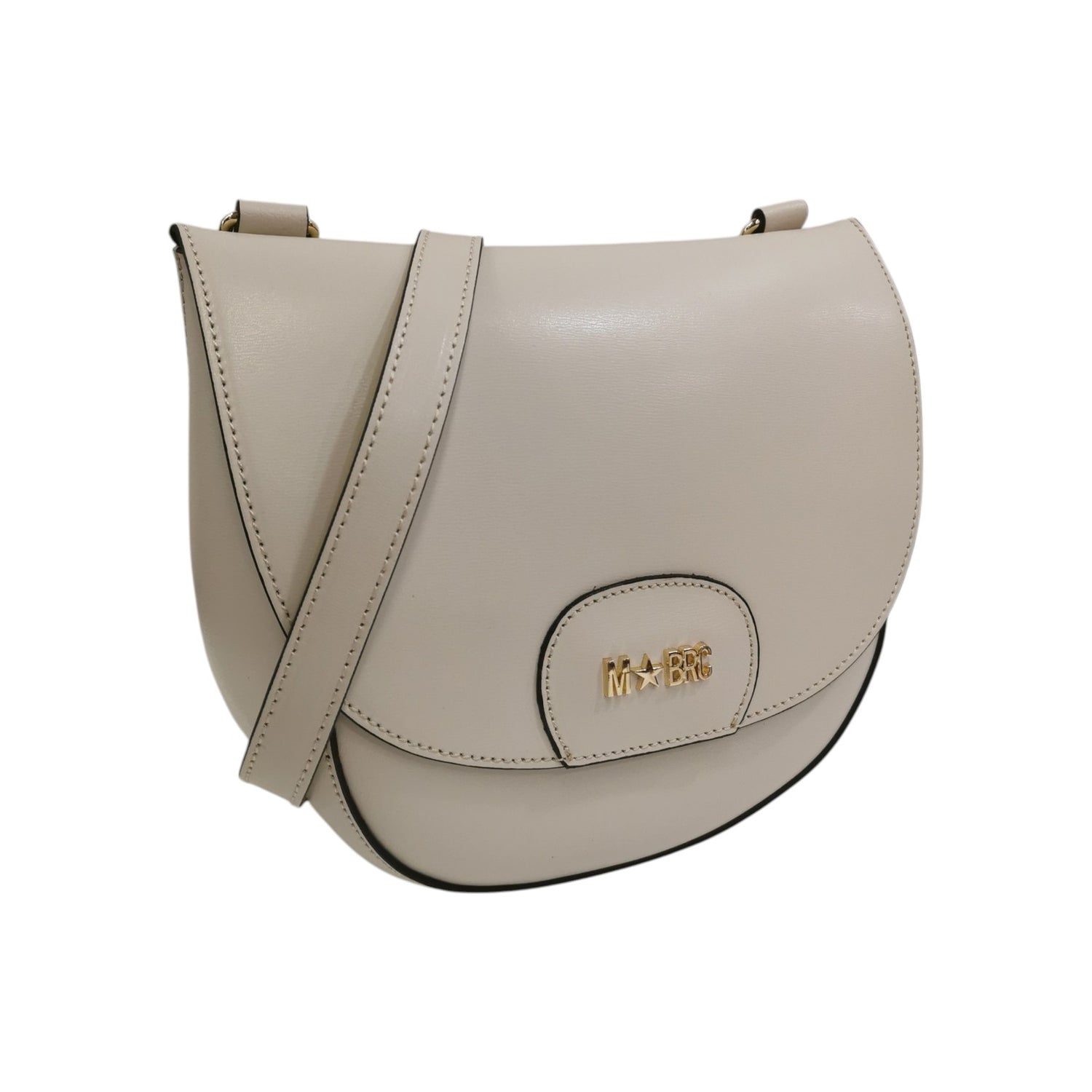 M Brc Borsa a Tracolla Donna Linea Curvy in Pelle Avorio con Pochette Interna