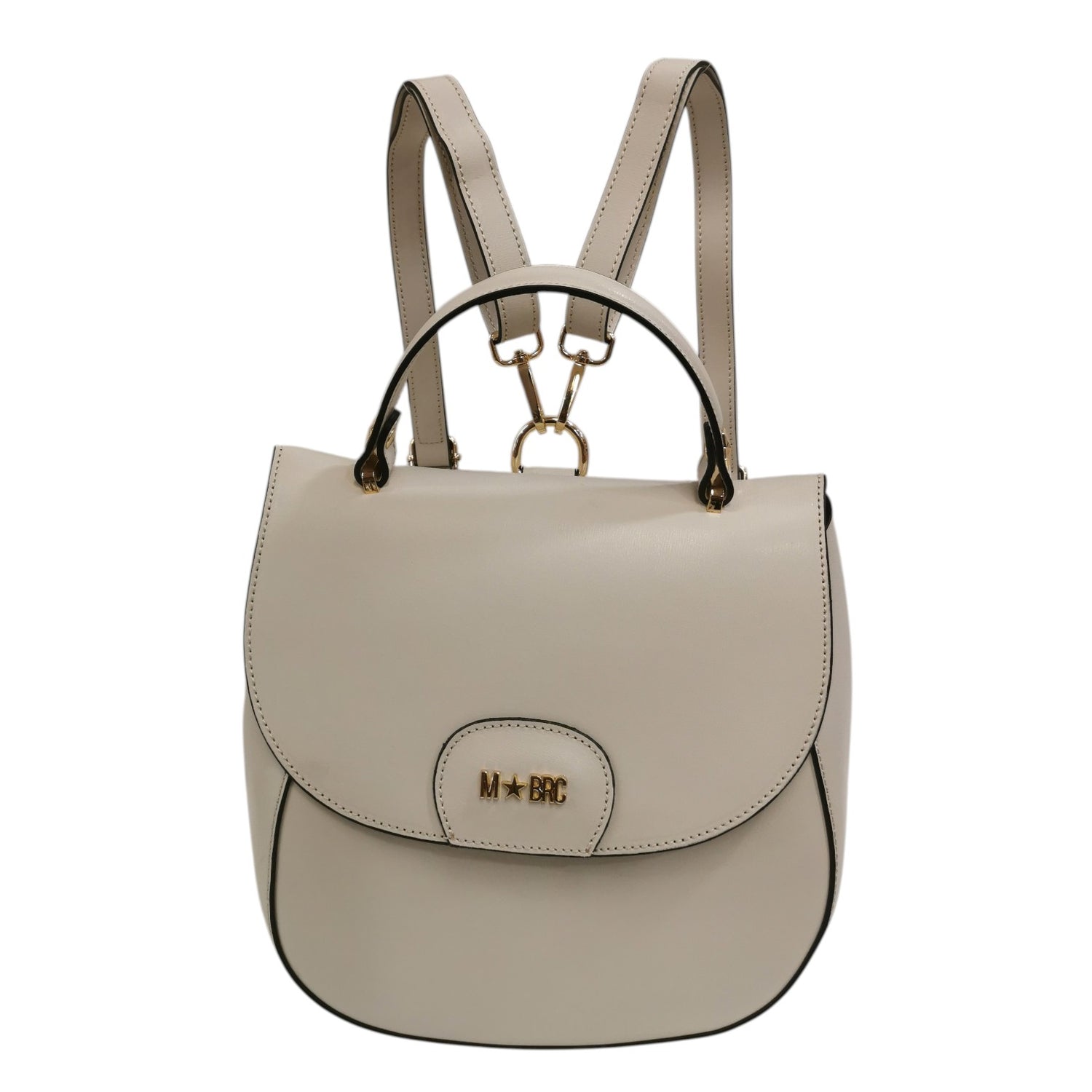 M Brc Borsa/Zaino Donna Linea Curvy in Pelle Avorio con Pochette