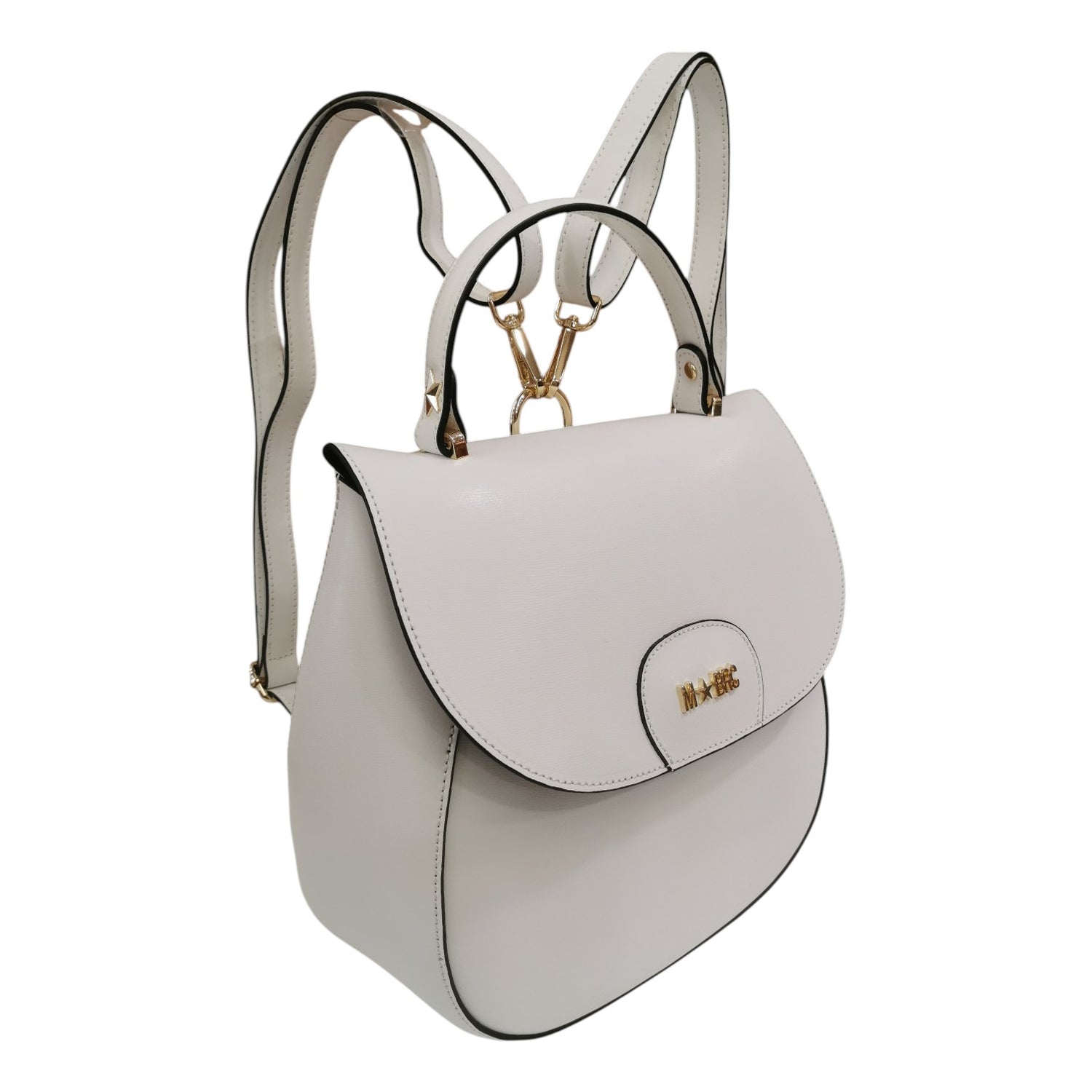 M Brc Borsa/Zaino Donna Linea Curvy in Pelle Bianco con Pochette