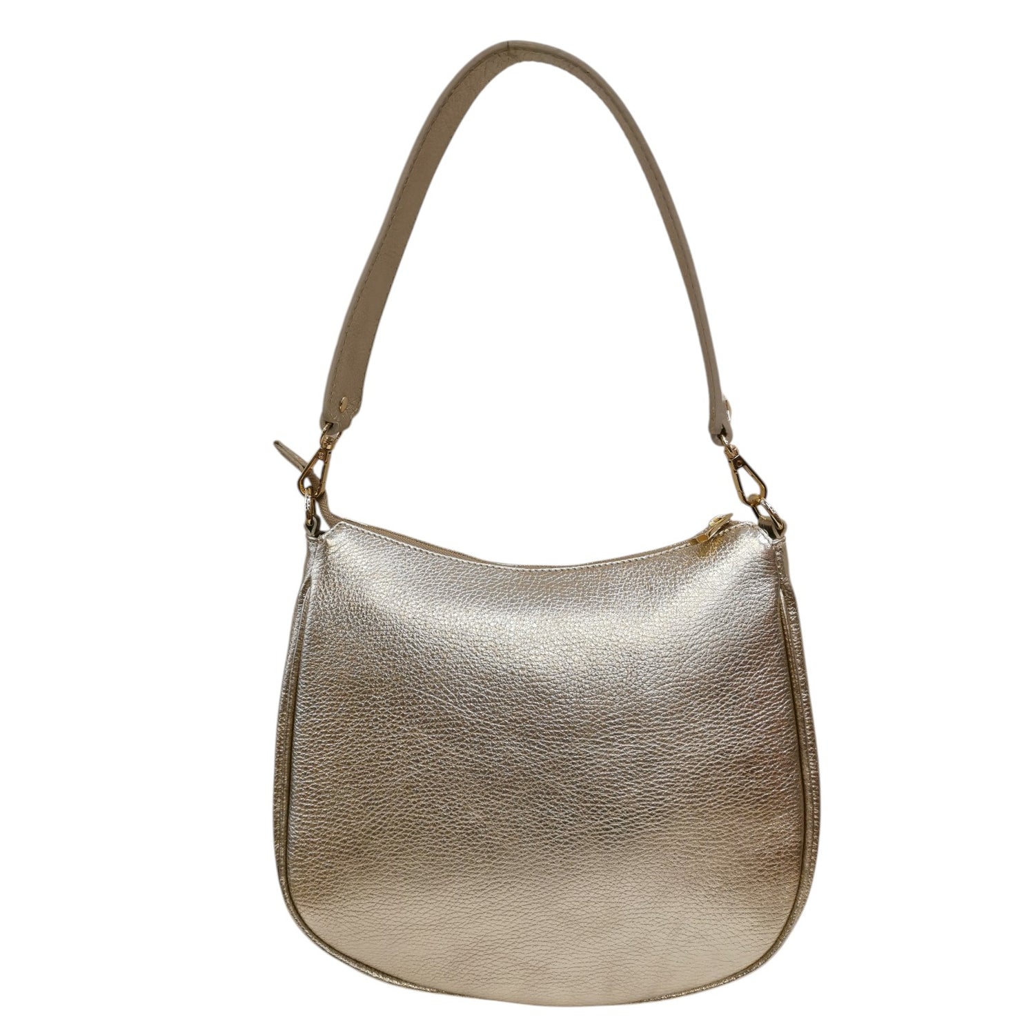 M Brc Borsa a Spalla Donna Linea Obona in Pelle Oro con Doppia Tracolla