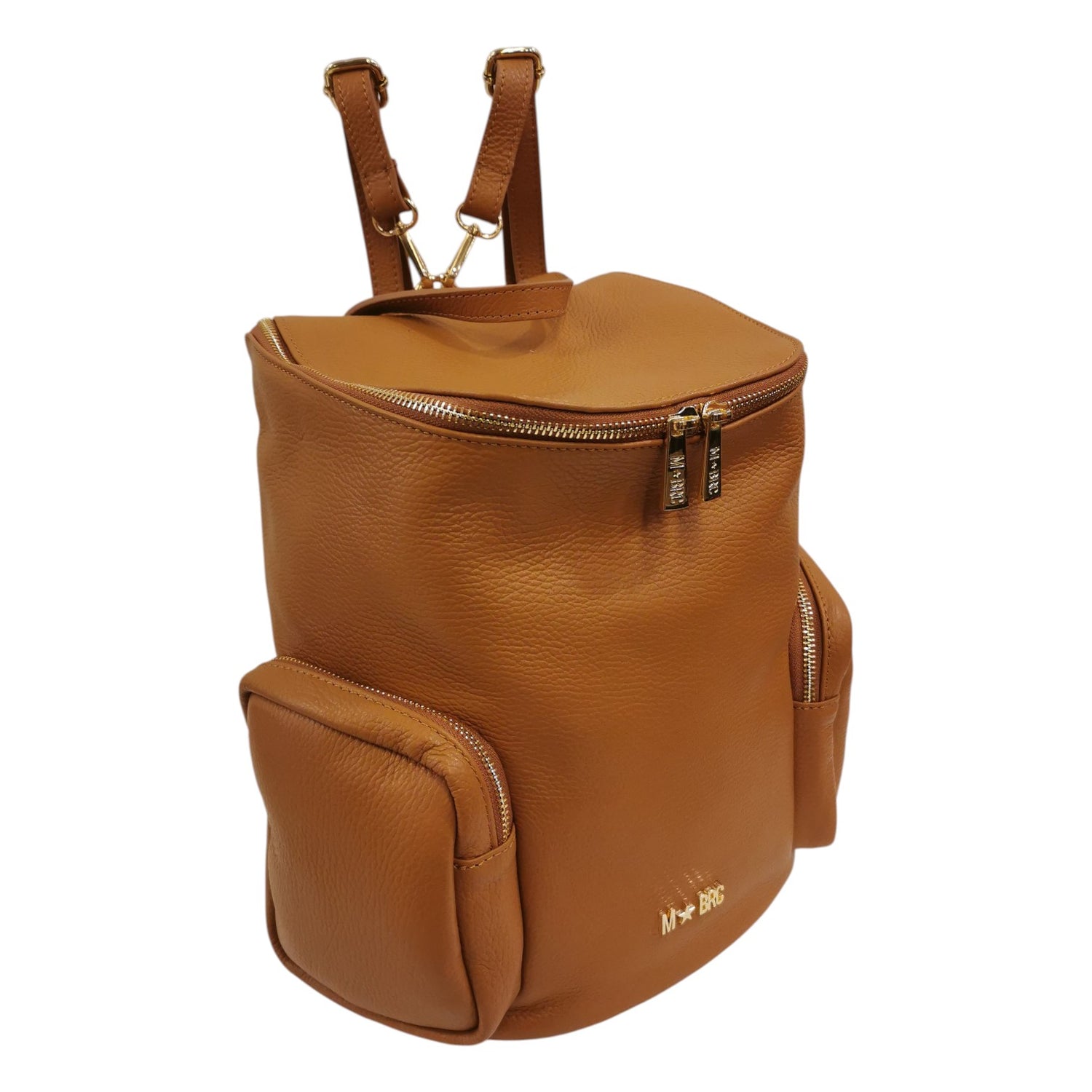 M Brc Zaino Donna in Pelle Cuoio Linea Voyager con Tasche Laterali e Chiusura con Cerniera