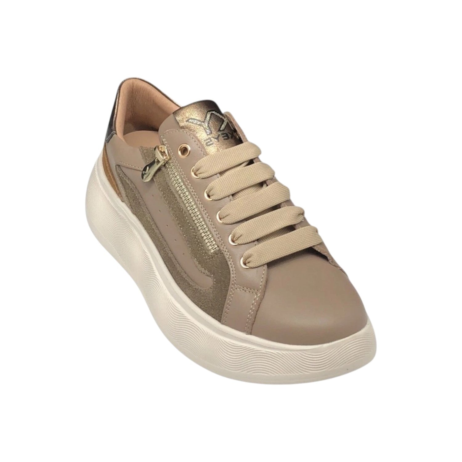 Keys Sneakers Donna in Pelle e Camoscio Corda con Zip Laterale