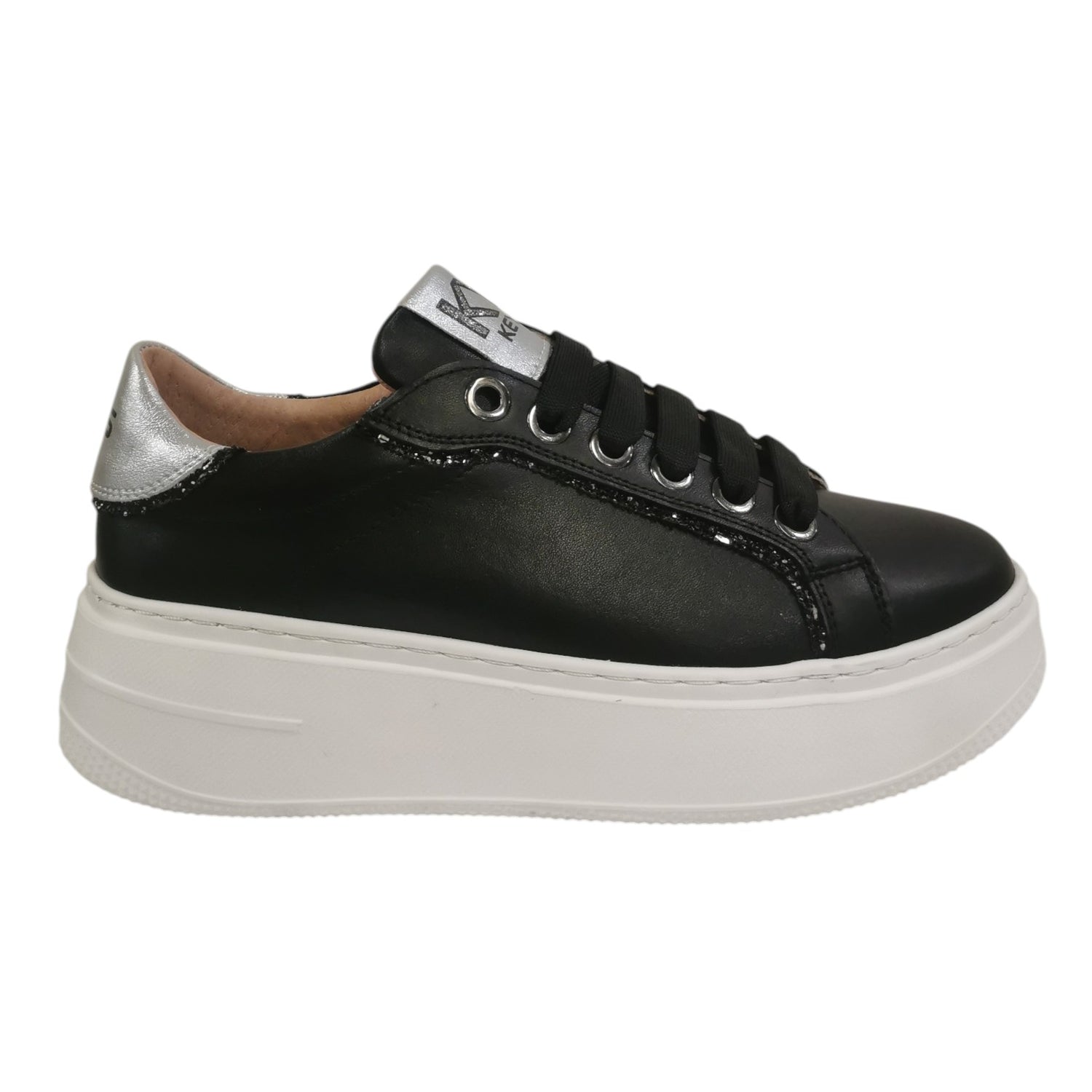 Keys Sneakers Donna in Pelle Nera con Strass